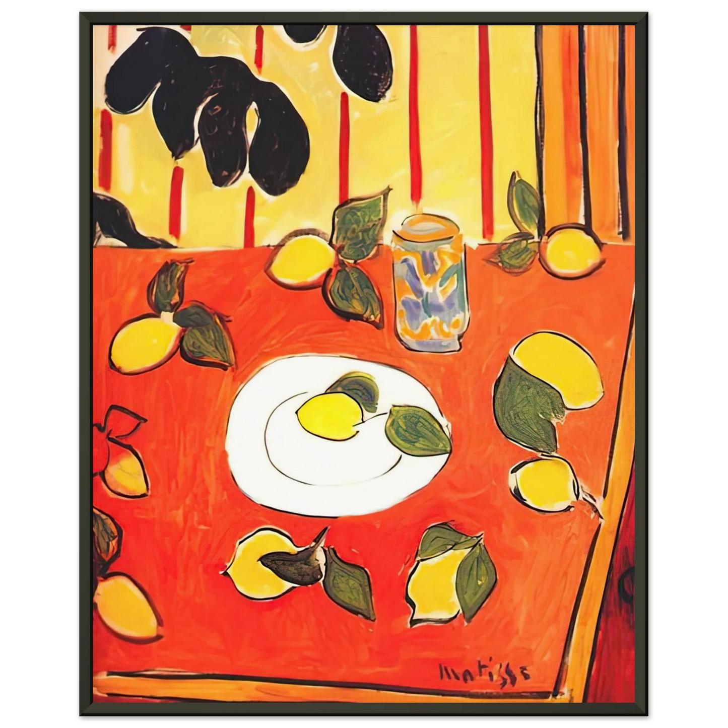 Henri Matisse  BLACK PHILODENDRON AND LEMONS 1943 Framed Art Print  - Aluminum Frame - 60x80 cm / 24x32 inches