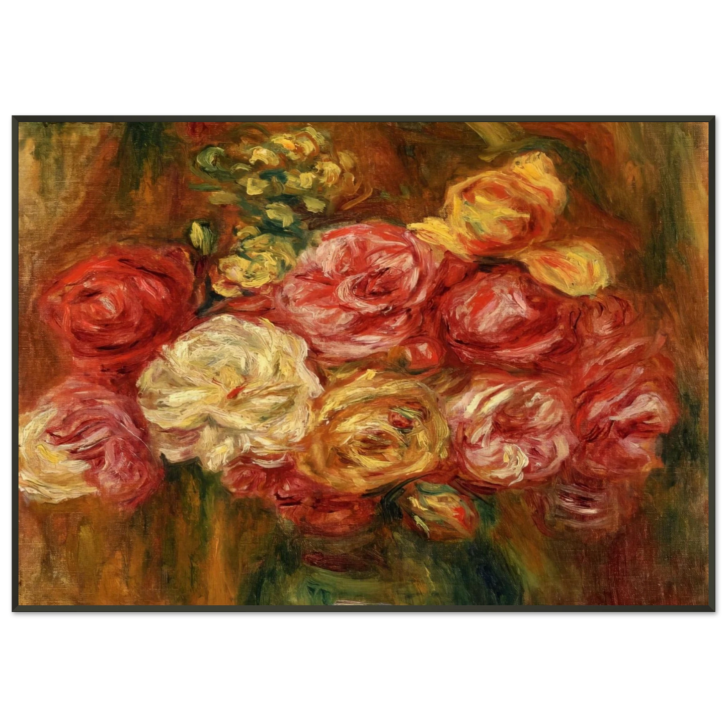 PierreAuguste Renoir Bouquet of Roses in a Green Vase Framed Art Print - Aluminum Frame - Default Title