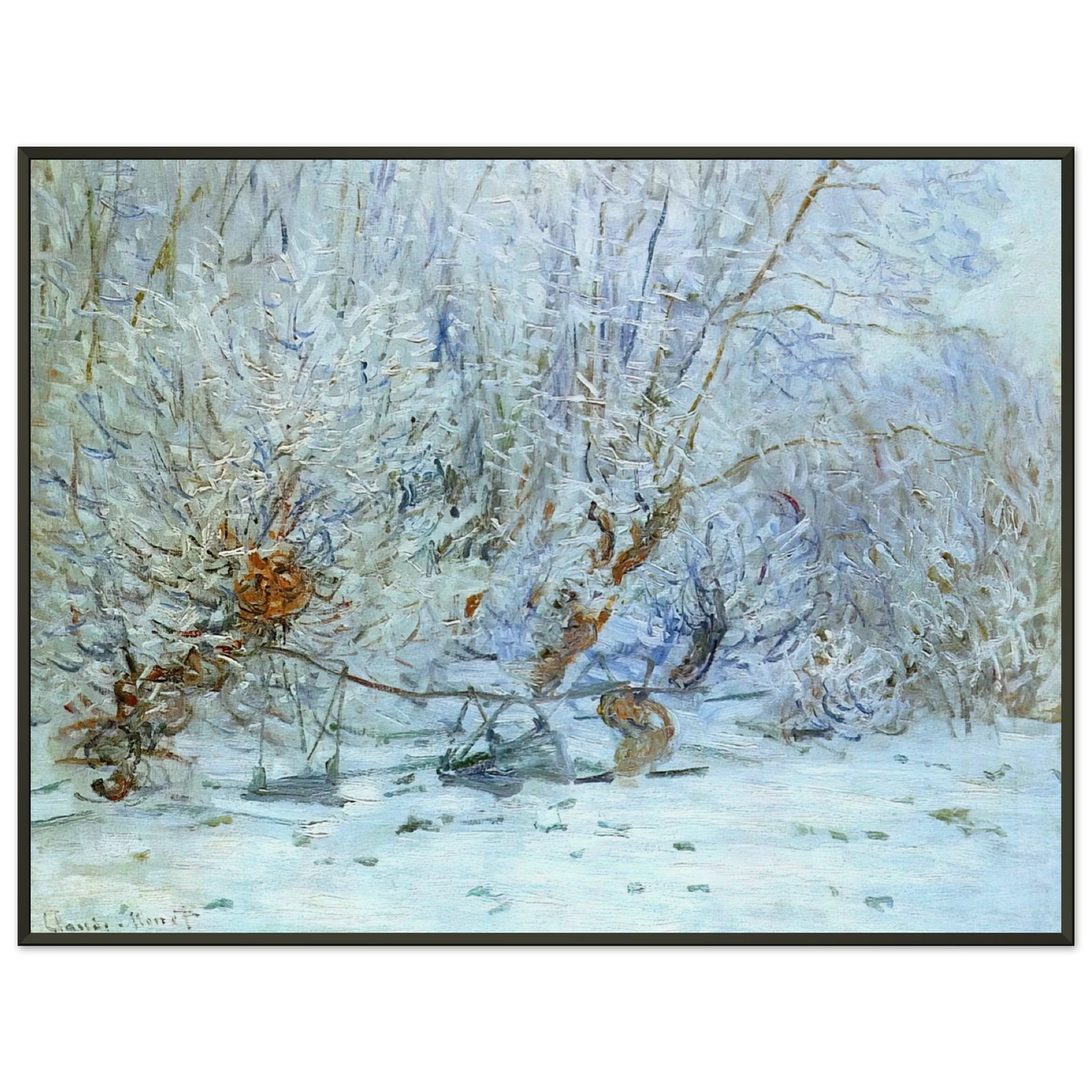 claude monet The Frost Framed Art Print - Aluminum Frame - 60x80 cm / 24x32 inches