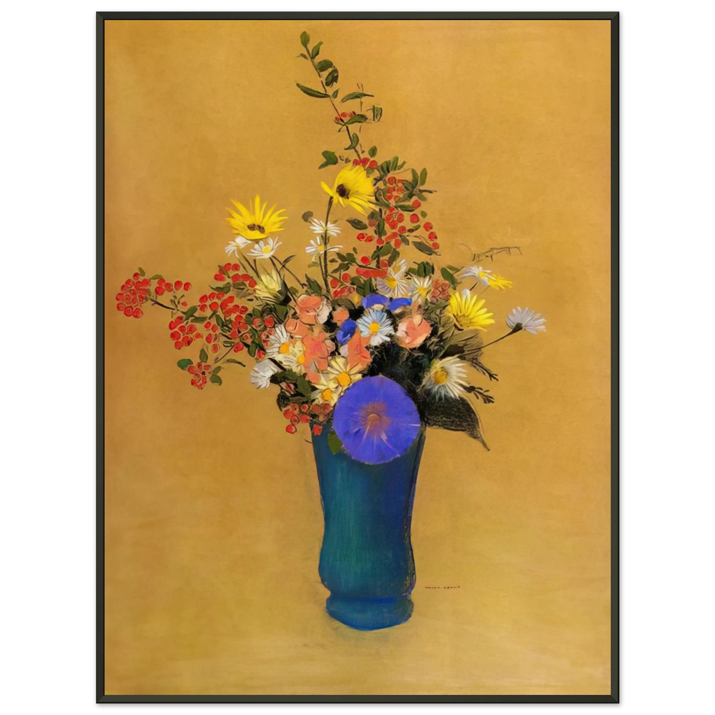 Odilon Redon  BOUQUET OF WILD FLOWERS Framed Art Print  - Aluminum Frame - 70x100 cm / 28x40 inches