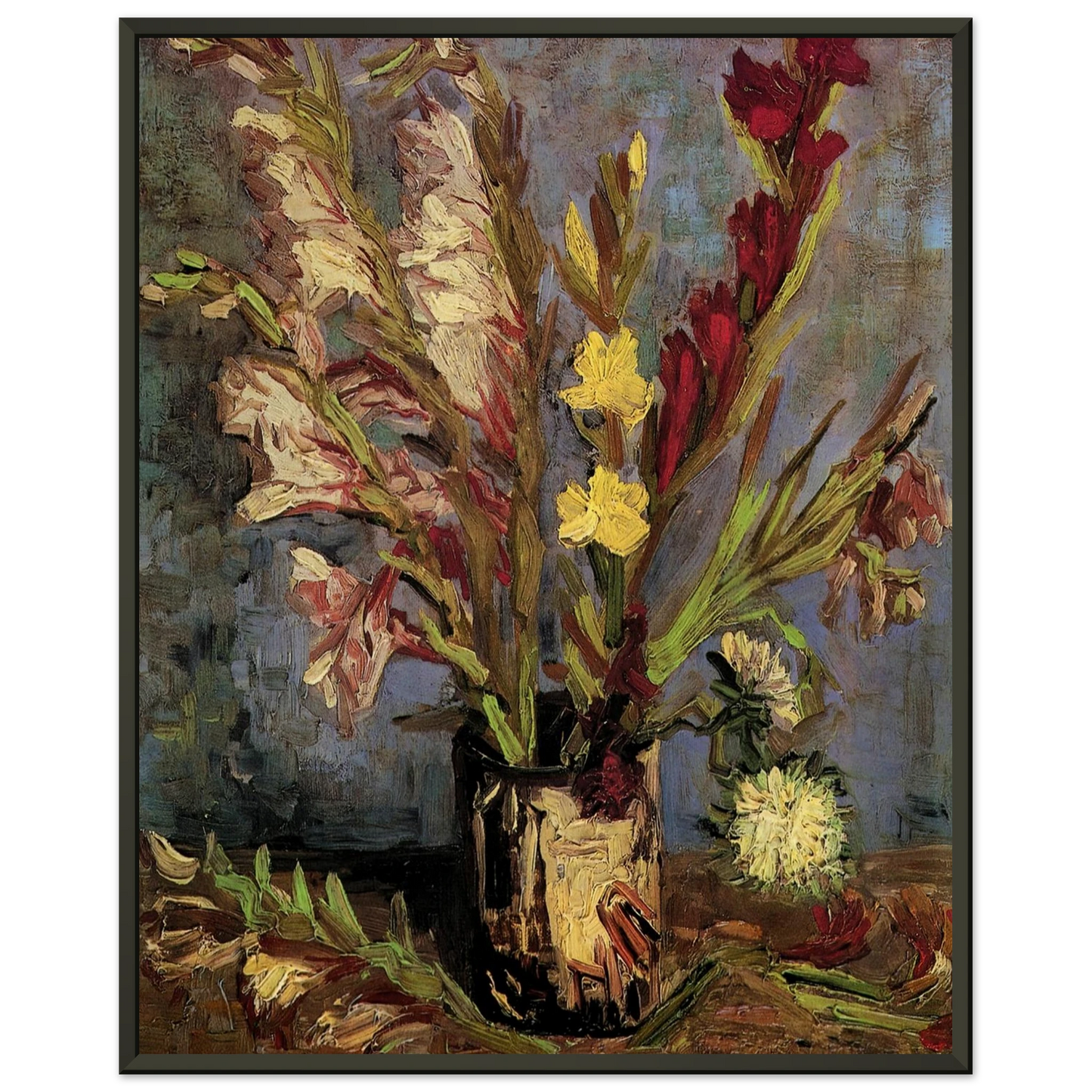 Vincent van Gogh Vase with Gladioli Framed Art Print - Aluminum Frame - 40x50 cm / 16x20 inches