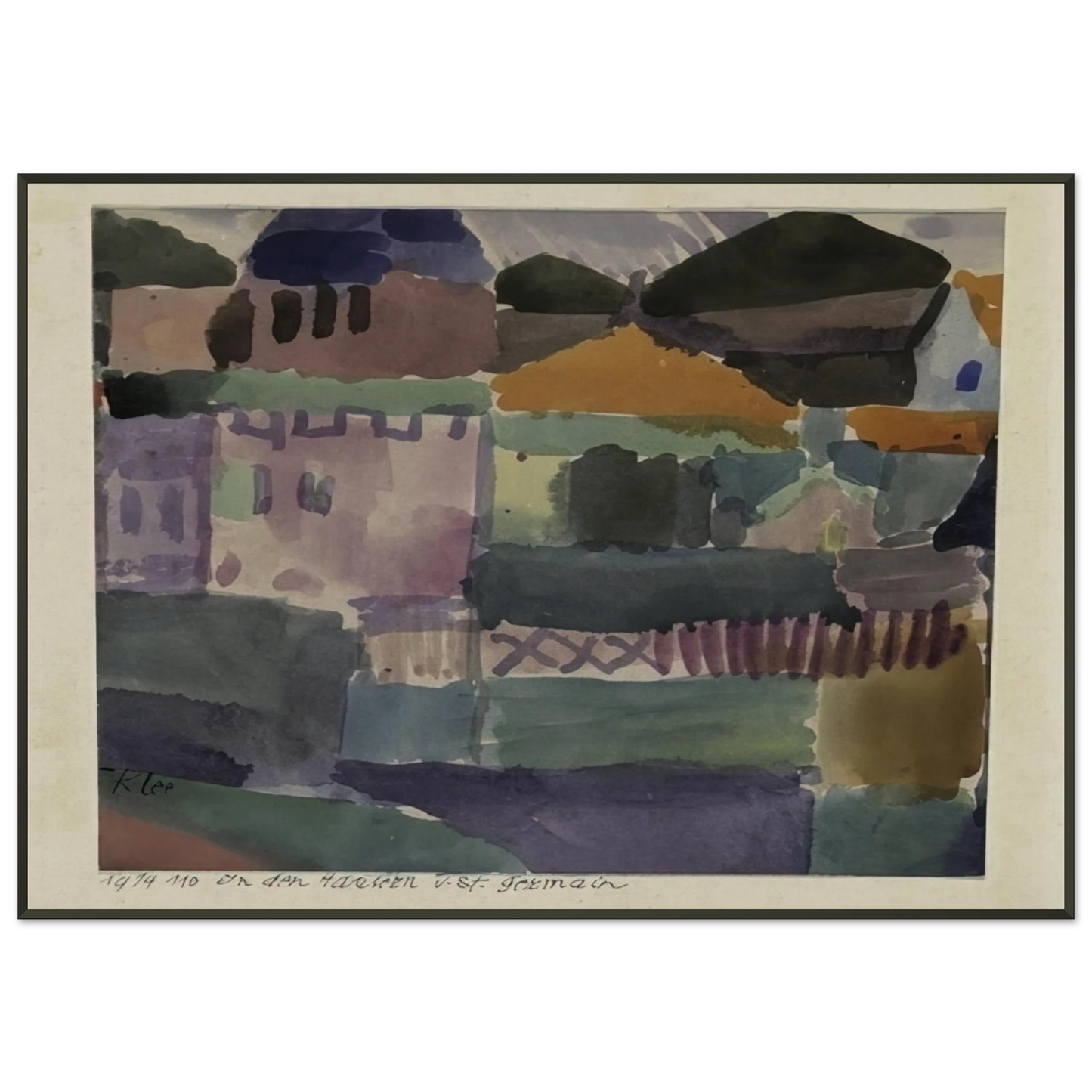 Paul Klee  IN THE HOUSES OF ST GERMAIN 1914 Framed Art Print  - Aluminum Frame - 21x29.7 cm / 8x12"
