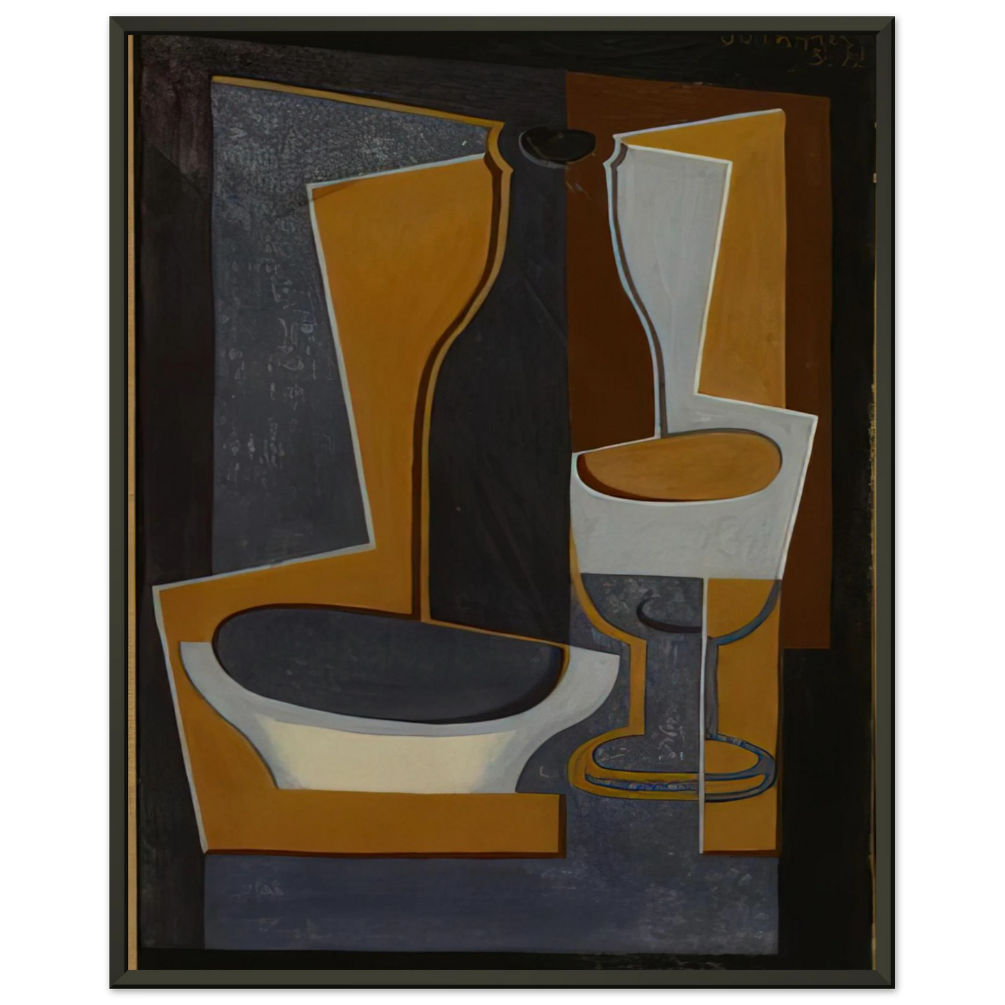 Juan Gris  BOUTEILLE BOL ET VERRE 1922 Framed Art Print  - Aluminum Frame - 60x80 cm / 24x32 inches