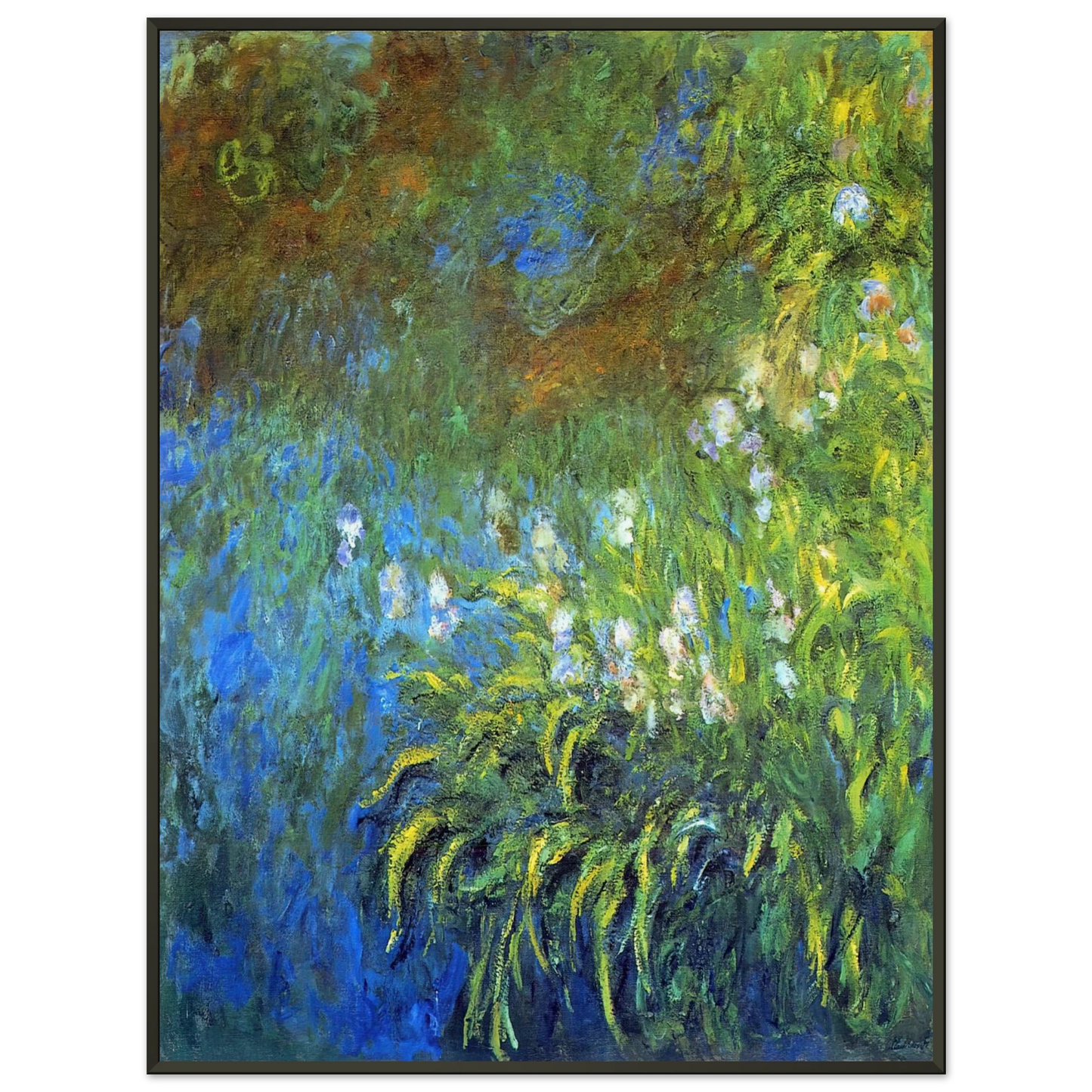claude monet Iris at the SeaRose Pond Framed Art Print - Aluminum Frame - 70x100 cm / 28x40 inches
