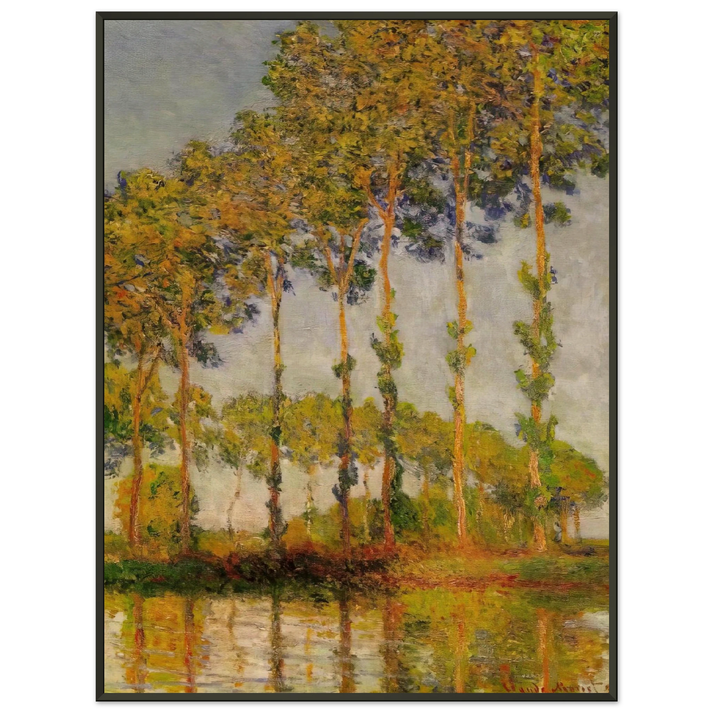 claude monet Poplars Row in Autumn Framed Art Print - Aluminum Frame - 60x80 cm / 24x32 inches