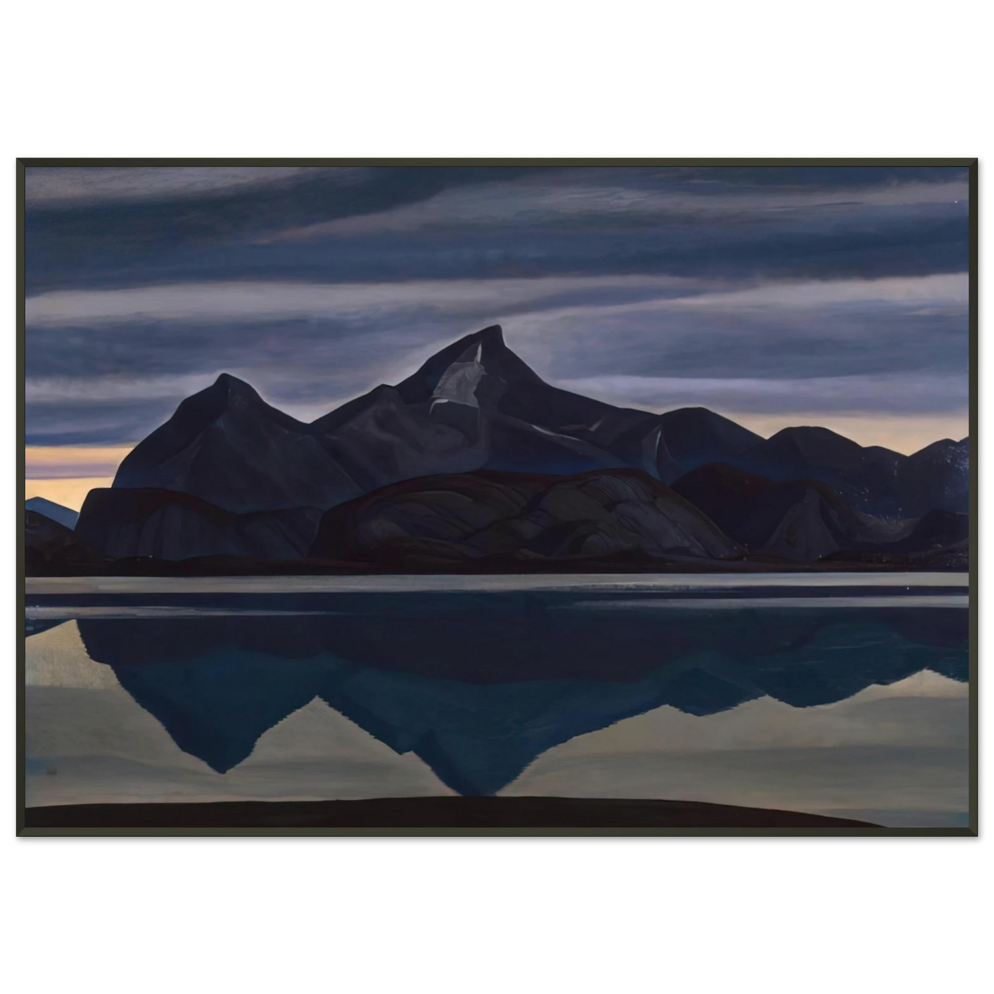Rockwell Kent Mirrored Mountain South Greenland Framed Art Print - Aluminum Frame - 21x29.7 cm / 8x12"
