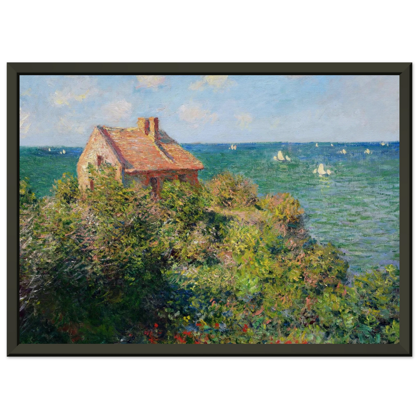claude monet  Fishermans Cottage at Varengeville Framed Art Print  - Aluminum Frame - 60x80 cm / 24x32 inches