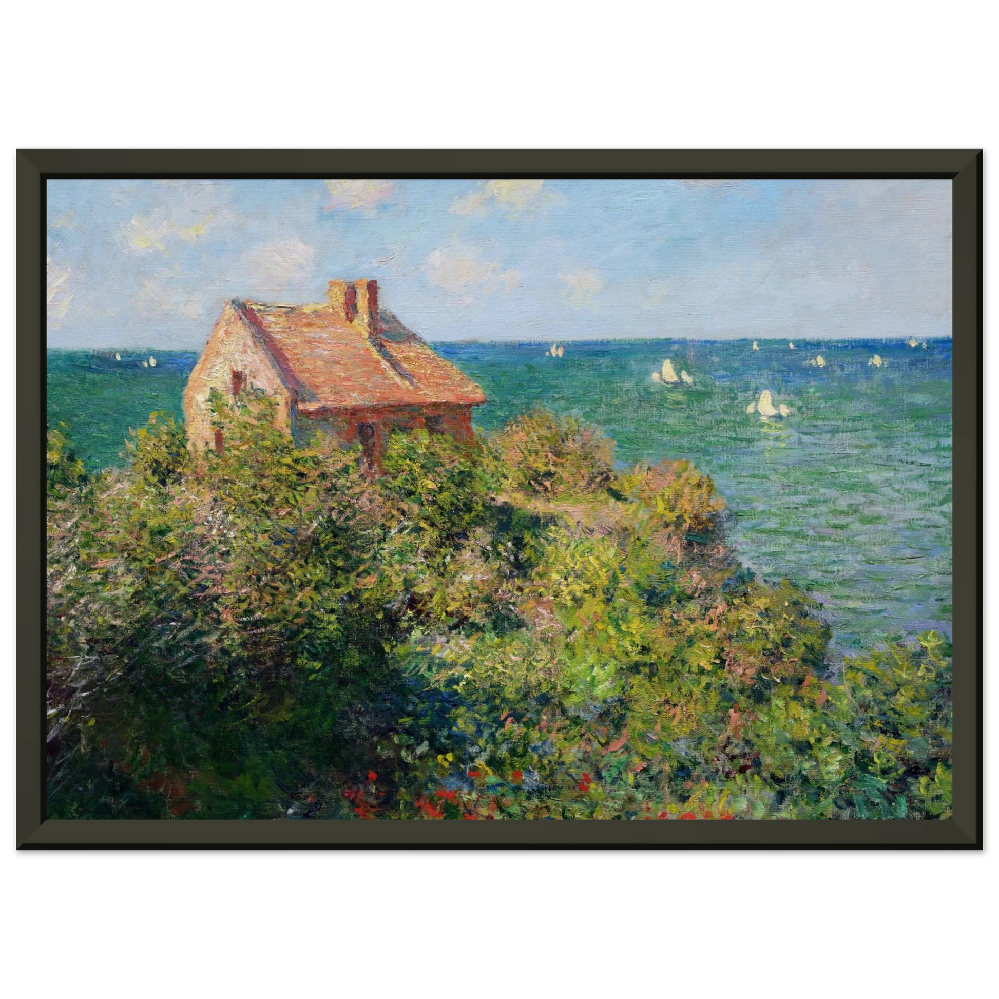 claude monet  Fishermans Cottage at Varengeville Framed Art Print  - Aluminum Frame - 60x80 cm / 24x32 inches