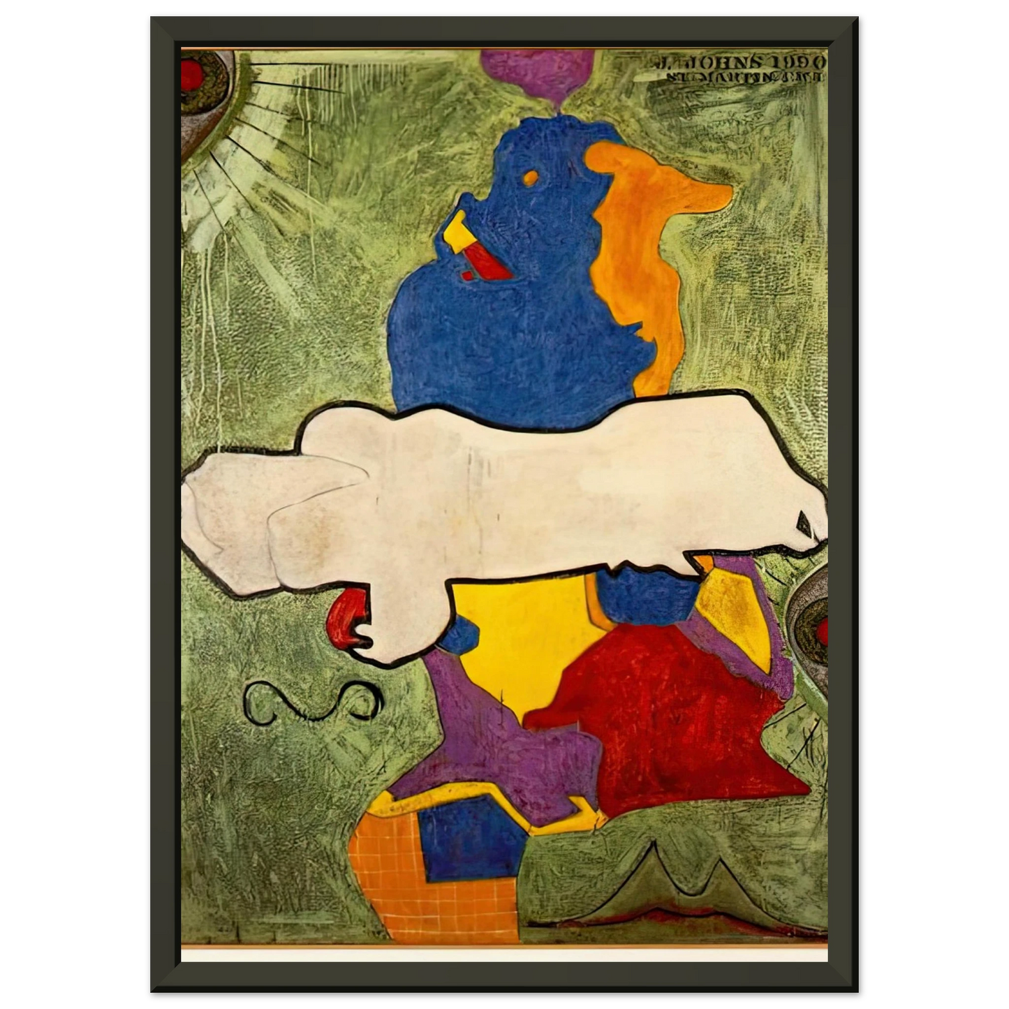 Jasper Johns GREEN ANGEL Framed Art Print - Aluminum Frame - 70x100 cm / 28x40 inches