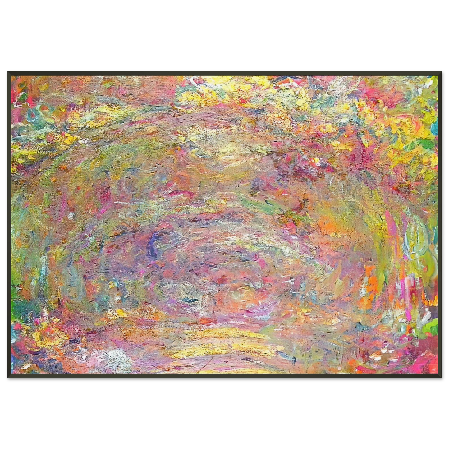 claude monet  Path under the Rose Trellises Framed Art Print  - Aluminum Frame - 21x29.7 cm / 8x12"