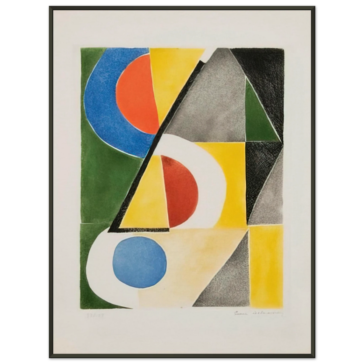 Sonia Delaunay ABSTRACT COMPOSITION WITH TRIANGLES AND SEMICIRCLES Framed Art Print - Aluminum Frame - 60x80 cm / 24x32 inches