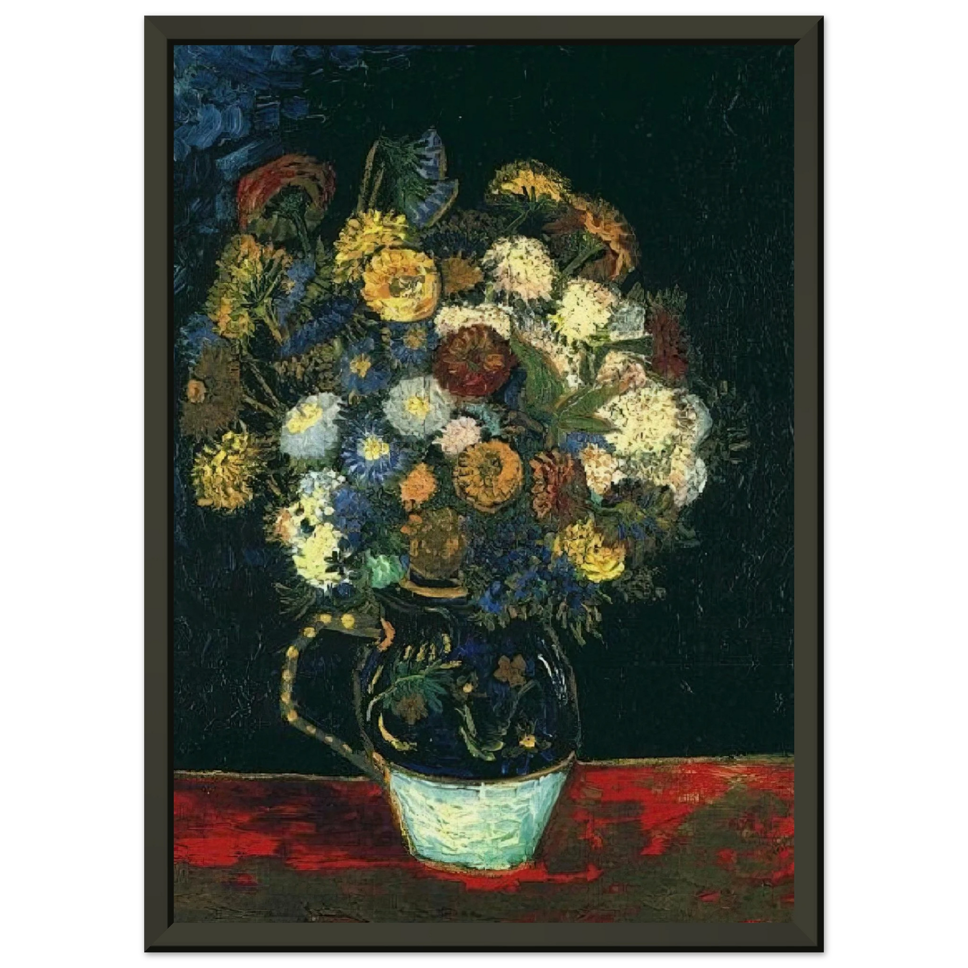 Vincent van Gogh  Still Life Vase with Zinnias Framed Art Print  - Aluminum Frame - 60x80 cm / 24x32 inches