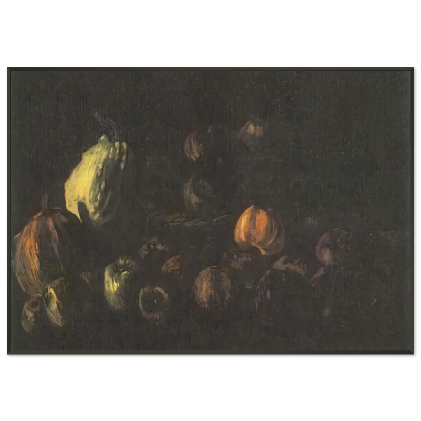 Vincent van Gogh  Still life with a basket of apples and two pumpkins Framed Art Print  - Aluminum Frame - 21x29.7 cm / 8x12"
