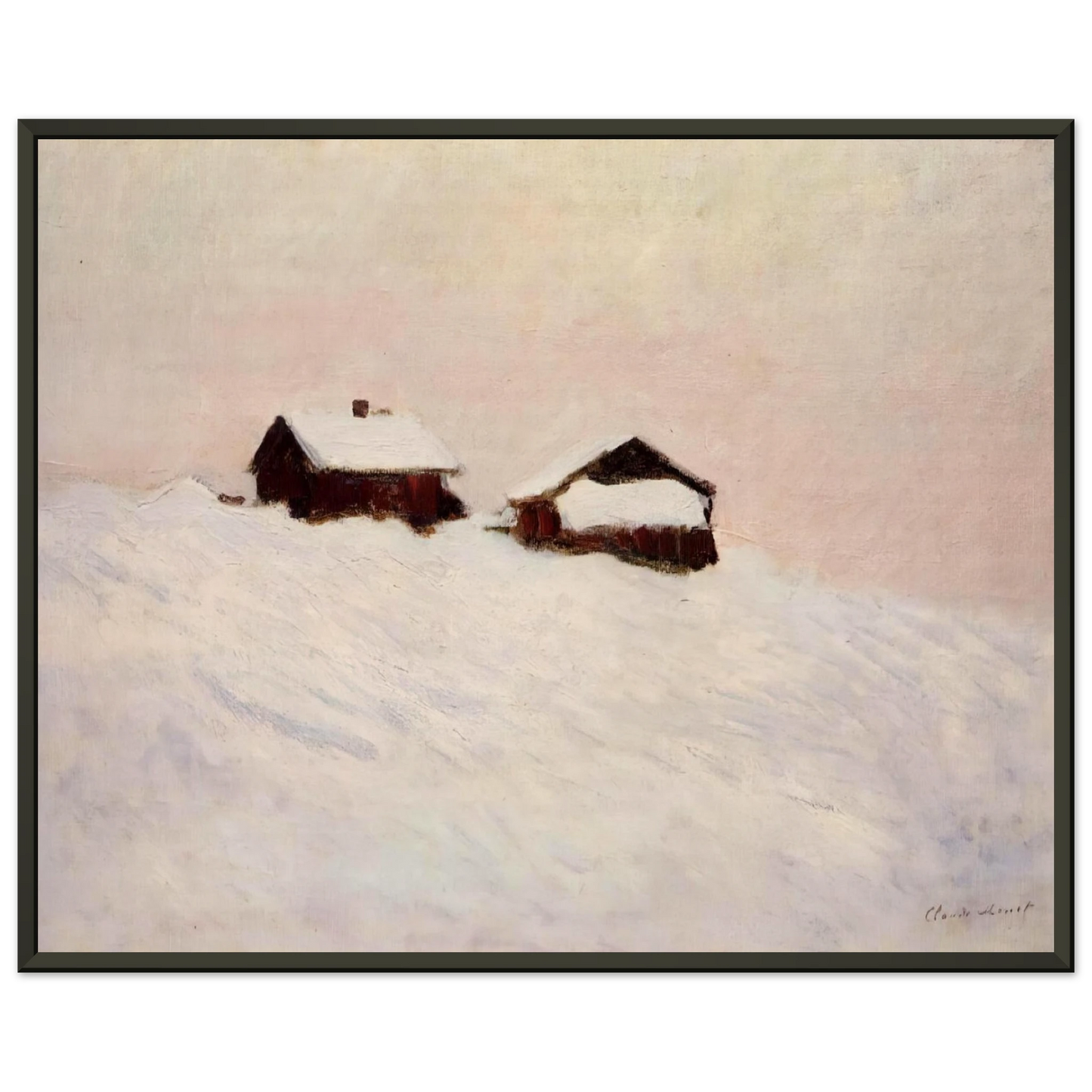 claude monet  Houses in the Snow Framed Art Print  - Aluminum Frame - 60x80 cm / 24x32 inches