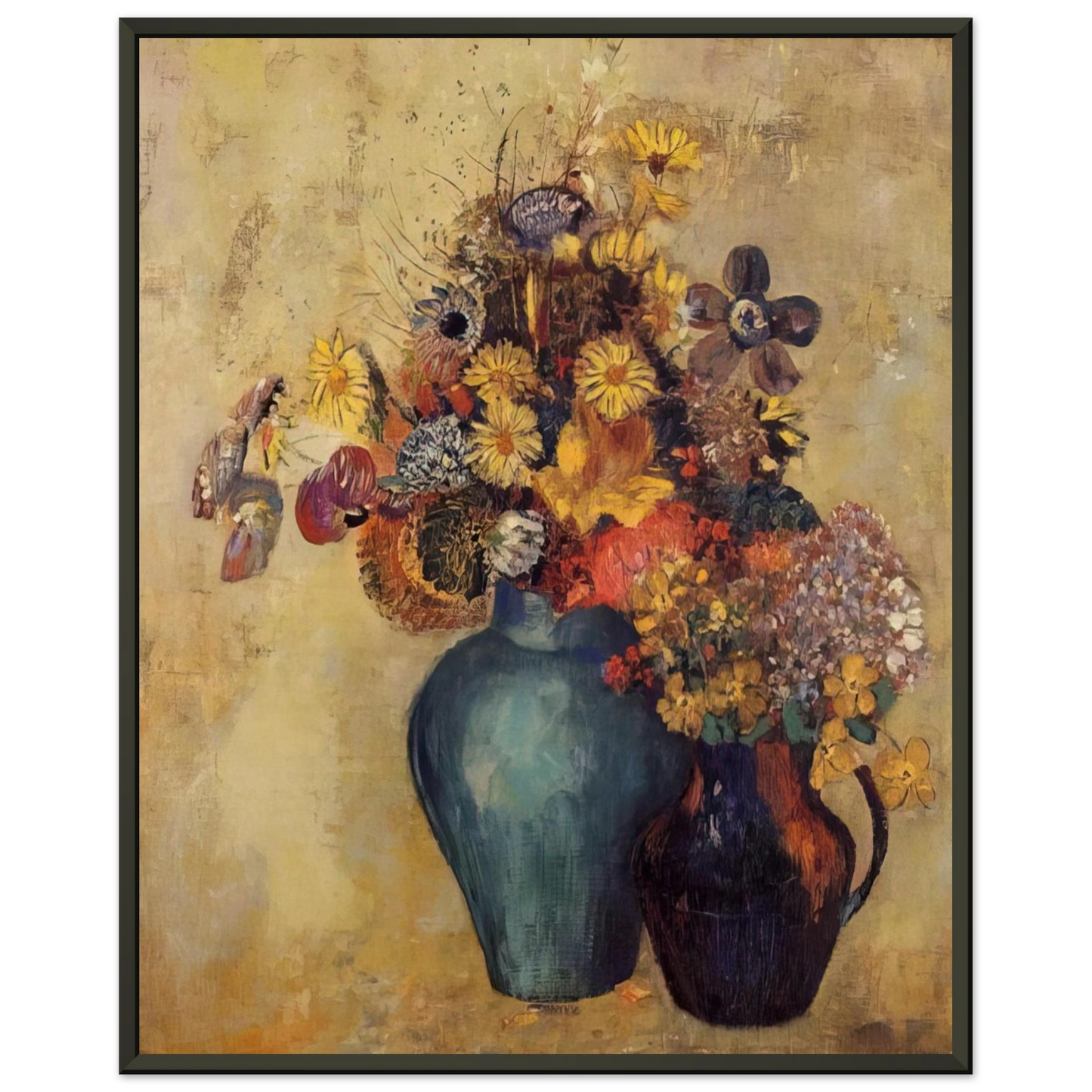 Odilon Redon  FLOWERS 1 Framed Art Print  - Aluminum Frame - 70x100 cm / 28x40 inches