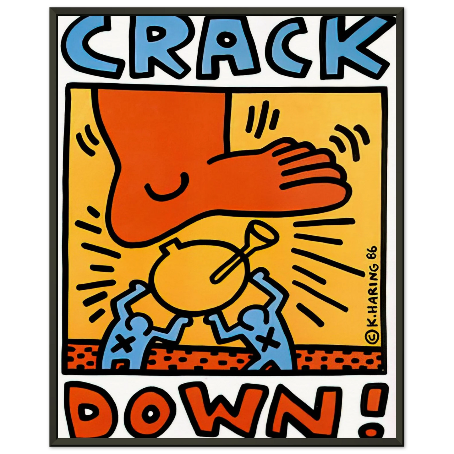 Keith Haring CRACK DOWN 1986 Framed Art Print - Aluminum Frame - 40x50 cm / 16x20 inches