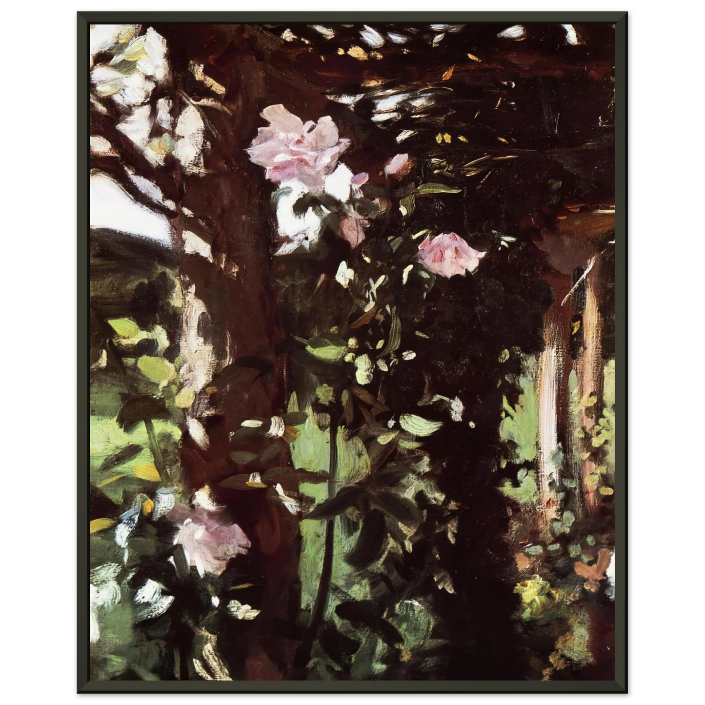 John Singer Sargent A Rose Trellis Roses at Oxfordshire Framed Art Print - Aluminum Frame - 40x50 cm / 16x20 inches
