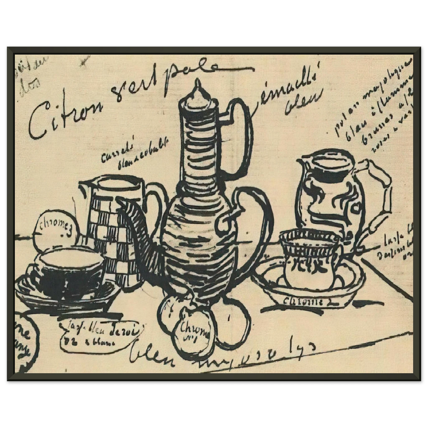 Vincent van Gogh  Still Life with Coffee Pot Framed Art Print  - Aluminum Frame - 40x50 cm / 16x20 inches