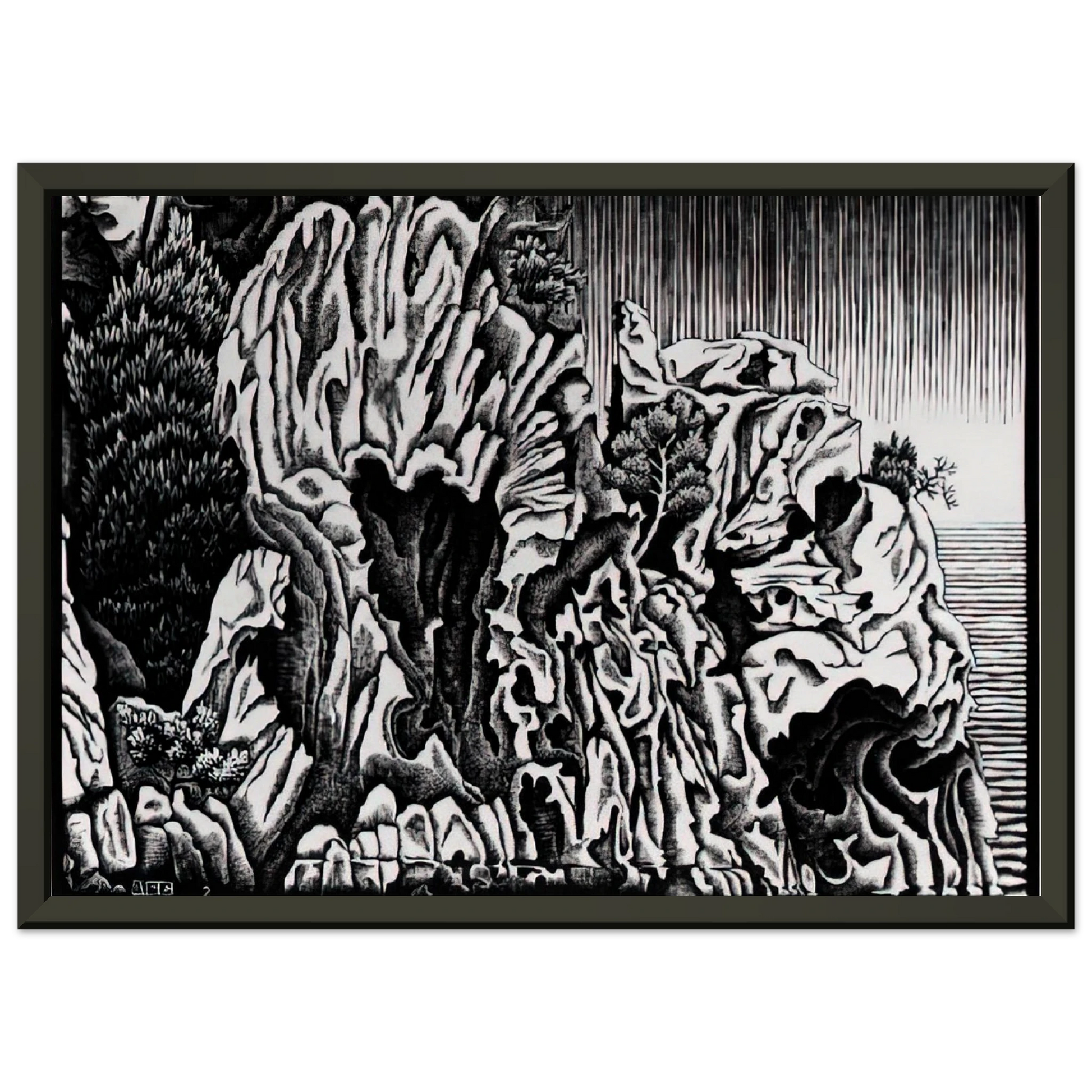 MC Escher  CALANCHE OF PIANA CORSICA FEBRUARY 1934 1934 Framed Art Print  - Aluminum Frame - 40x50 cm / 16x20 inches