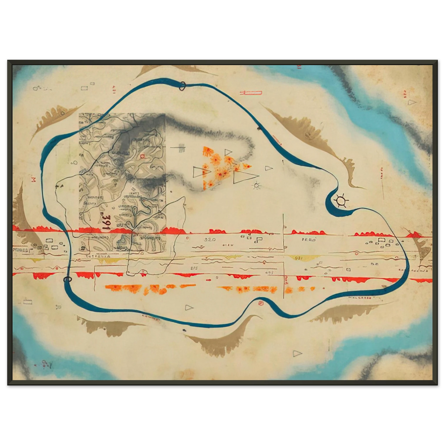 Bruno Munari Cosmic Map 1930 Framed Art Print - Aluminum Frame - 60x80 cm / 24x32 inches