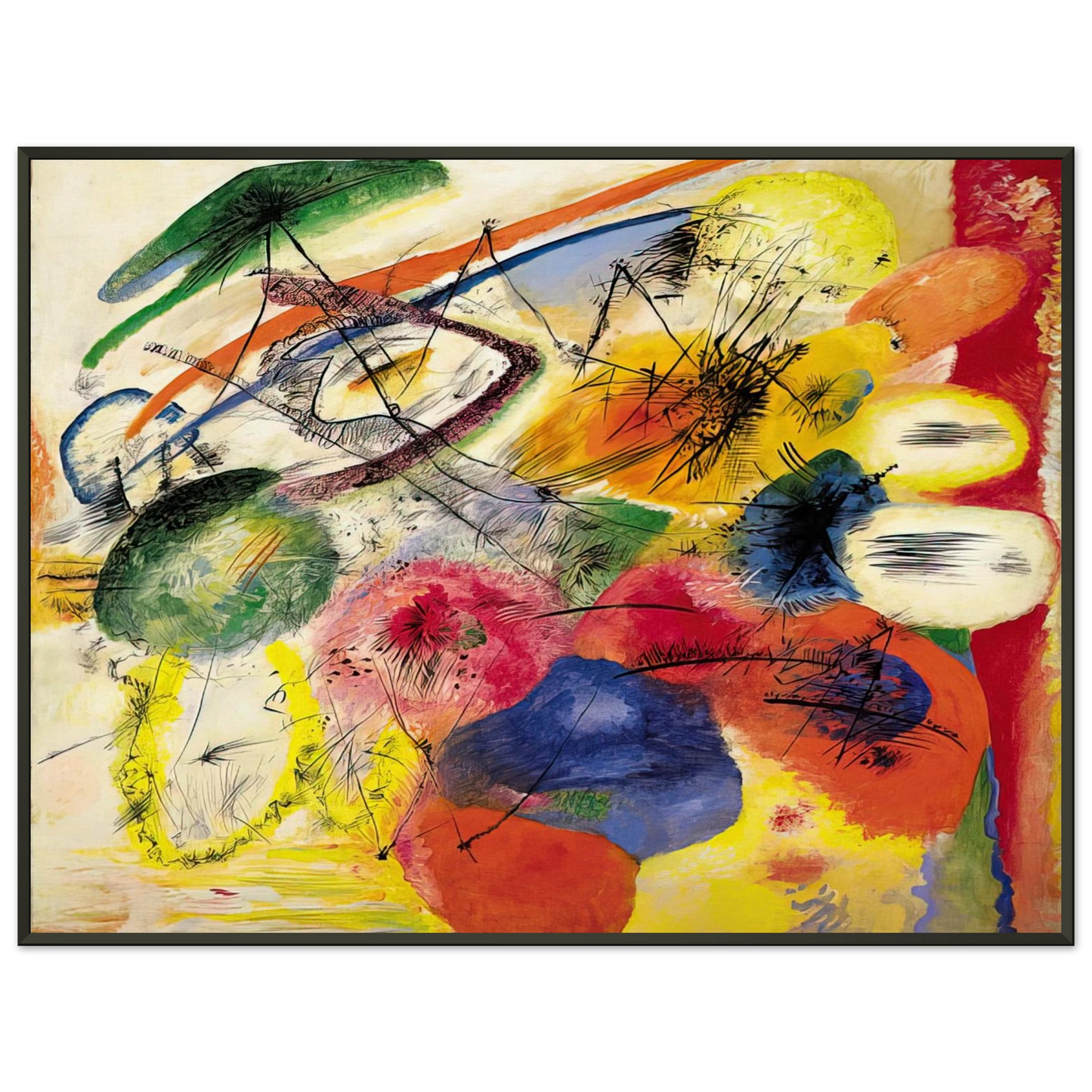 Wassily Kandinsky  BLACK STROKES I 1913 Framed Art Print  - Aluminum Frame - 70x100 cm / 28x40 inches