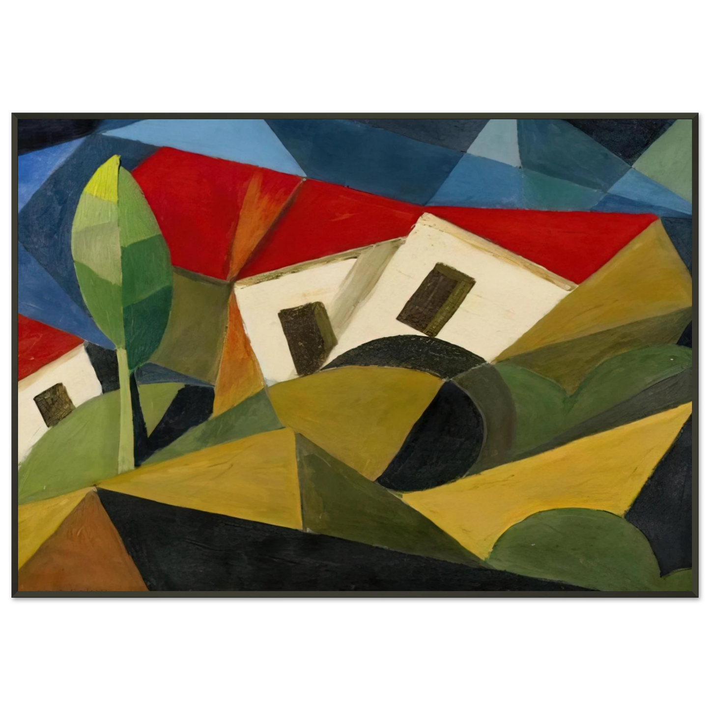 Enrico Prampolini LANDSCAPE 1918 Framed Art Print - Aluminum Frame - 21x29.7 cm / 8x12"