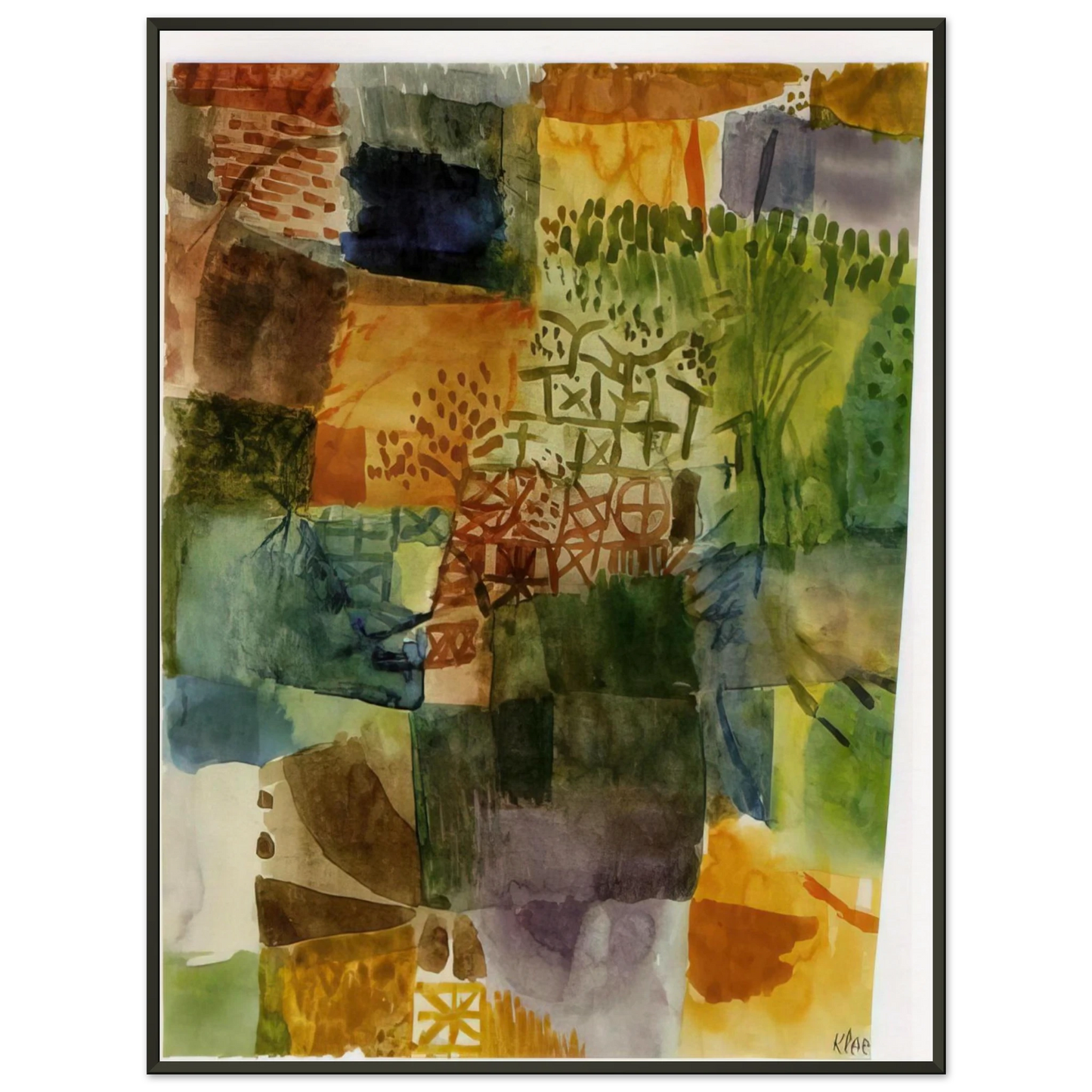 Paul Klee  REMEMBRANCE OF A GARDEN 1914 Framed Art Print  - Aluminum Frame - 60x80 cm / 24x32 inches