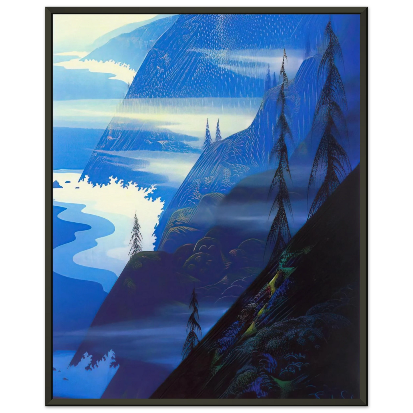 Eyvind Earle Stardust blue Framed Art Print - Aluminum Frame - 60x80 cm / 24x32 inches