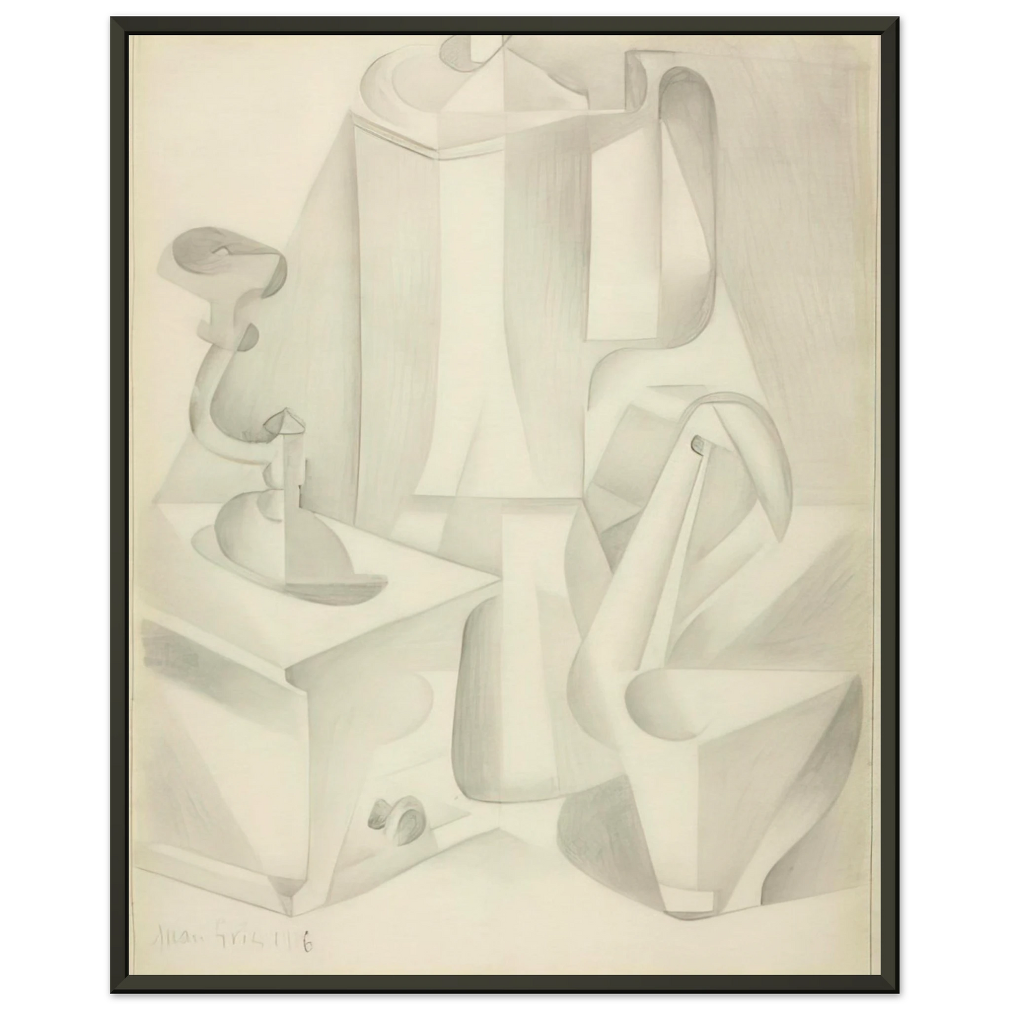 Juan Gris  STILL LIFE WITH COFFEE MILL 1916 Framed Art Print  - Aluminum Frame - 70x100 cm / 28x40 inches