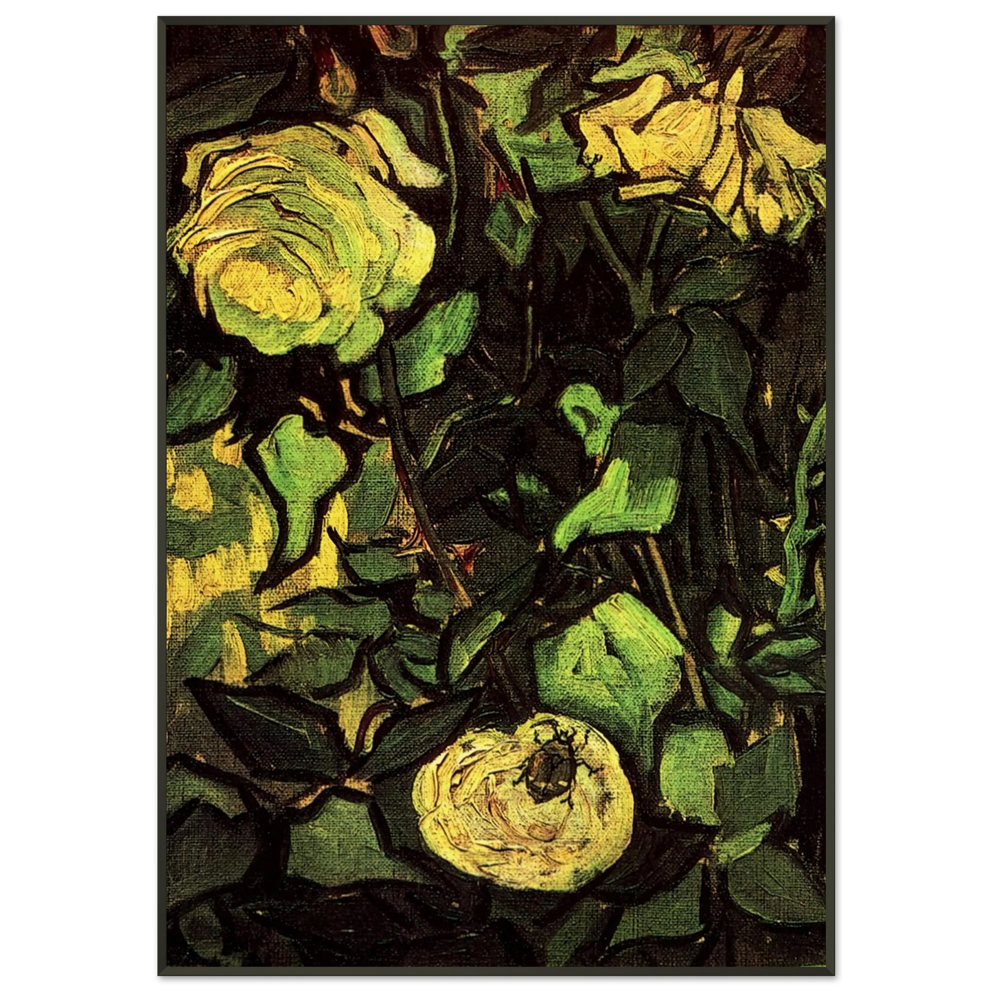 Vincent van Gogh  Roses and Beetle Framed Art Print  - Aluminum Frame - 21x29.7 cm / 8x12"