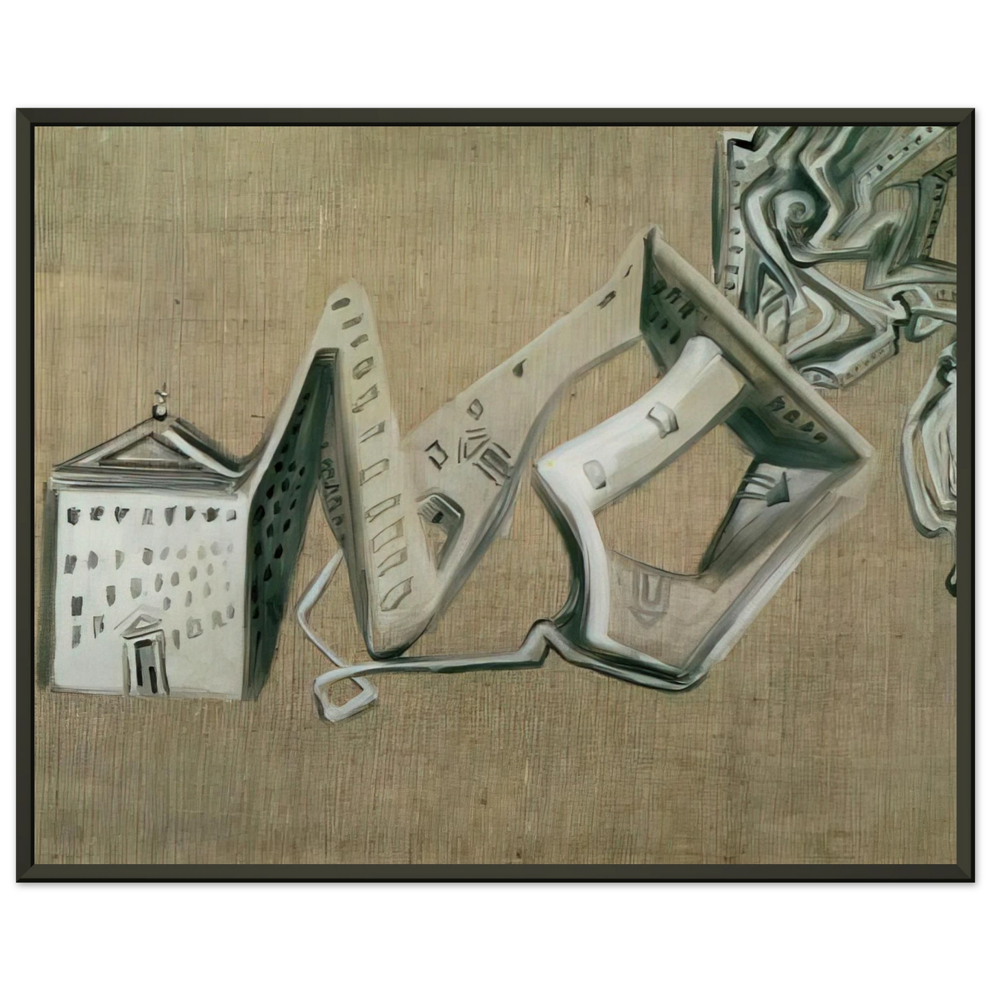 Salvador Dali  ARCHITECTURAL CONTORTION OF EL ESCORIAL Framed Art Print  - Aluminum Frame - 40x50 cm / 16x20 inches