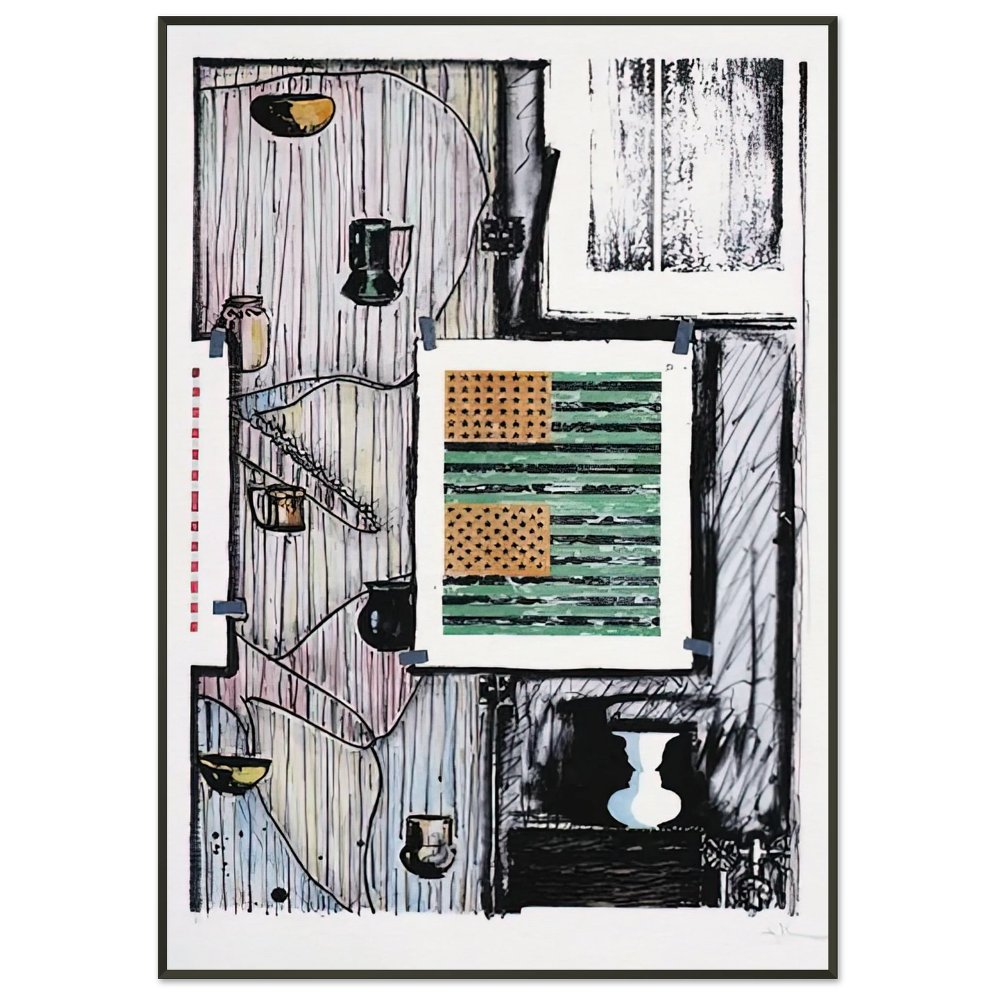 Jasper Johns VENTRILOQUIST ULAE 235 Framed Art Print - Aluminum Frame - 21x29.7 cm / 8x12"