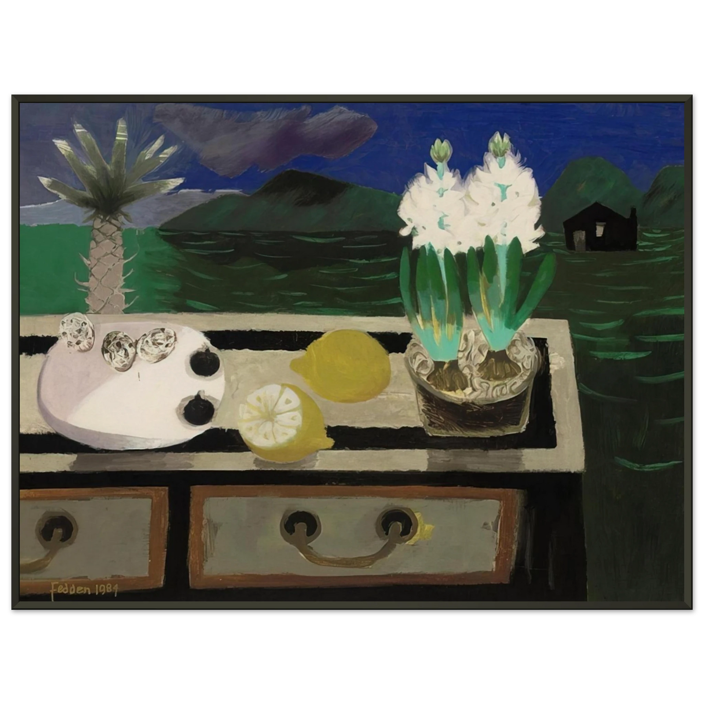 Mary Fedden The White Hyacinth 1984 Framed Art Print - Aluminum Frame - 60x80 cm / 24x32 inches