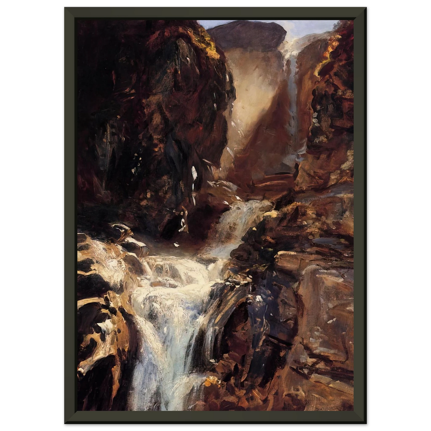 John Singer Sargent  A Waterfall Framed Art Print  - Aluminum Frame - 60x80 cm / 24x32 inches