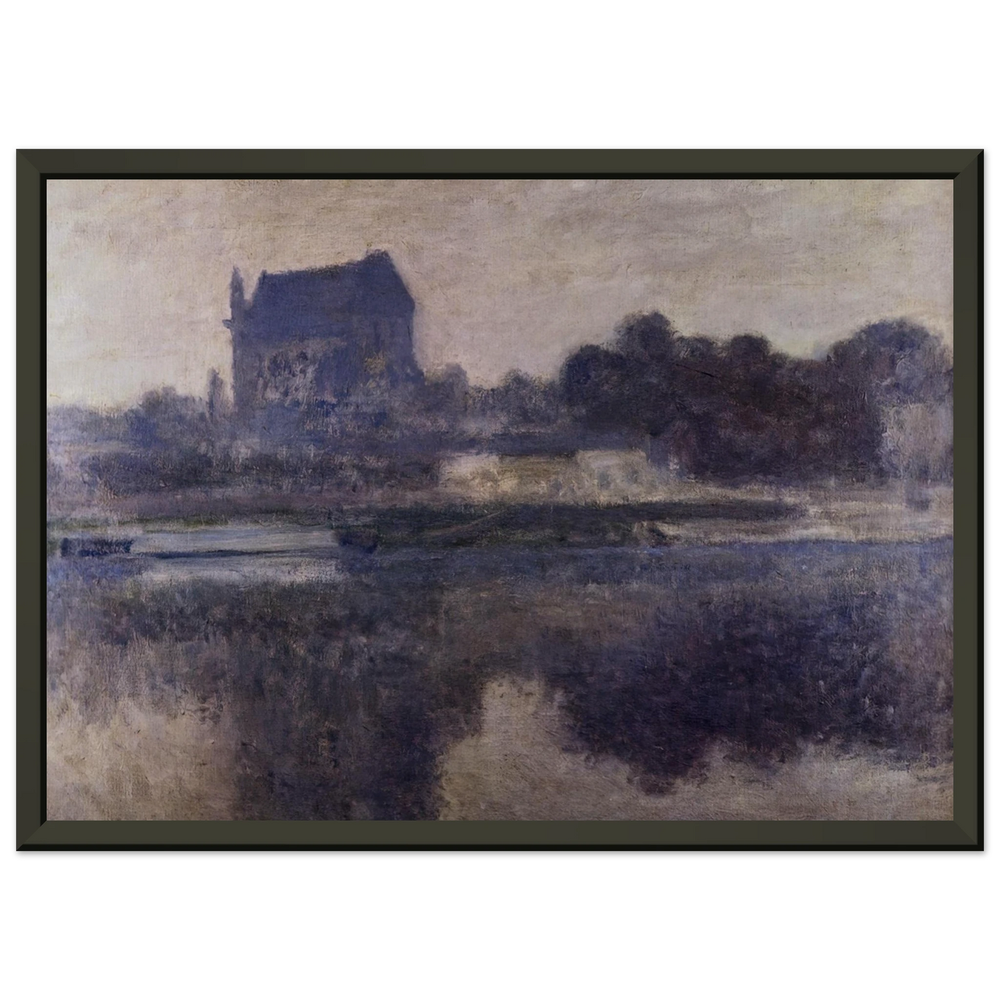 claude monet Vernon Church in Fog Framed Art Print - Aluminum Frame - 60x80 cm / 24x32 inches