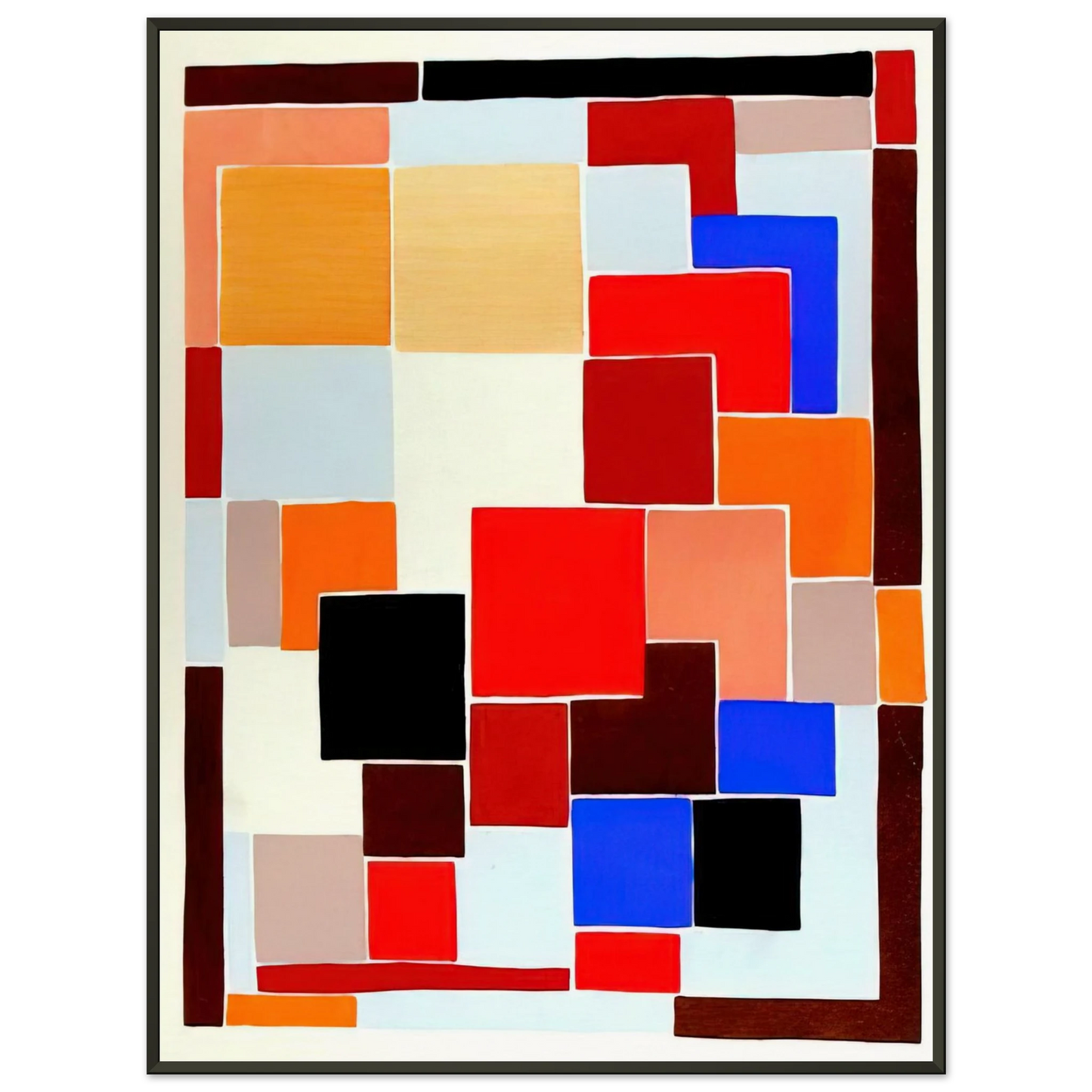 Sonia Delaunay DESIGN IN THE STYLE OF MONDRIAN POSSIBLY FOR A RUG FROM COMPOSITIONS COLOURS IDEAS 1931 Framed Art Print - Aluminum Frame - 70x100 cm / 28x40 inches