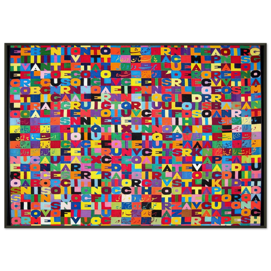 Alighiero Boetti  METTERE I VERBI ALL INFINITO MILLENOVECENTO OTTANTOTTO 1988 Framed Art Print  - Aluminum Frame - 21x29.7 cm / 8x12"