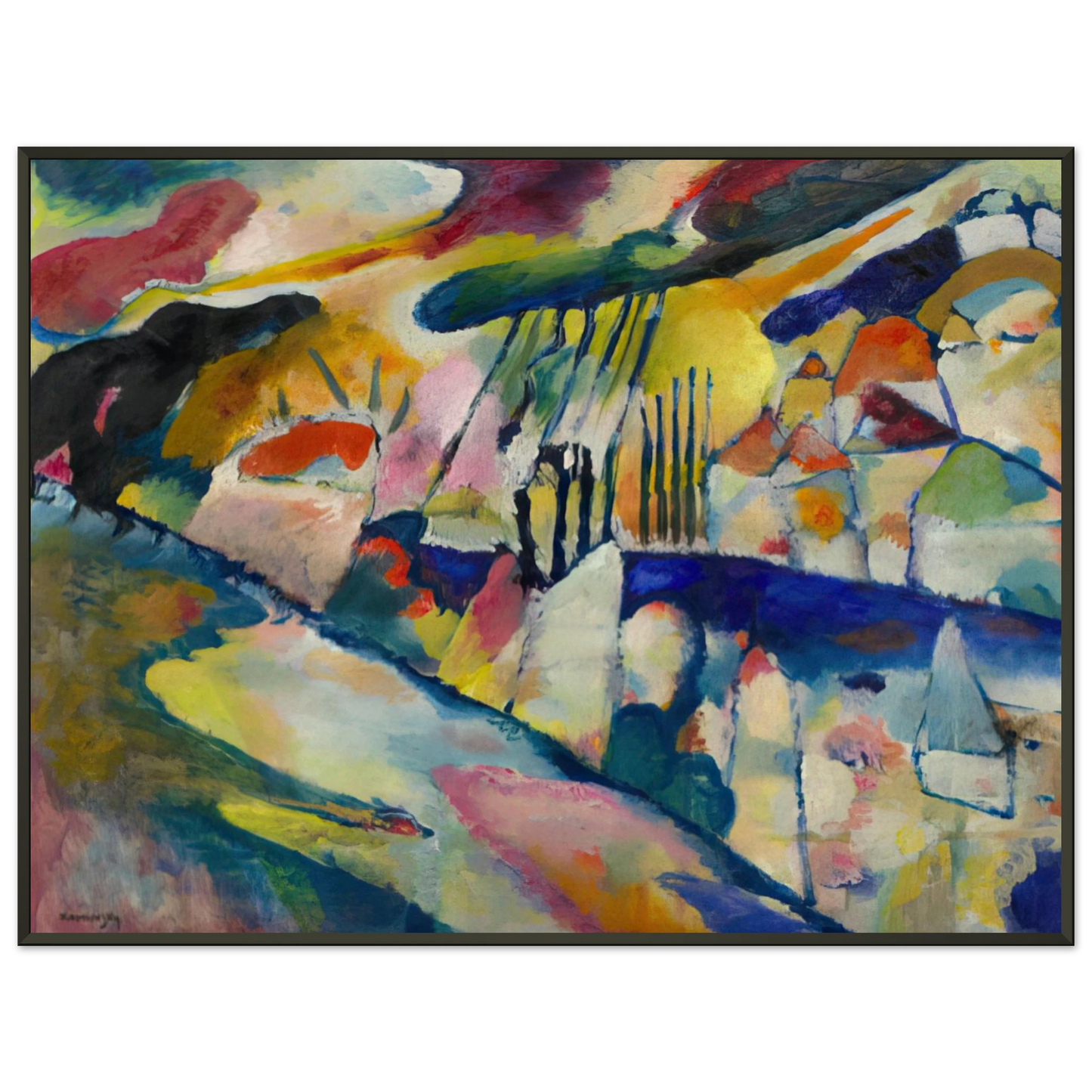 Wassily Kandinsky  LANDSCAPE WITH RAIN 1913 Framed Art Print  - Aluminum Frame - 40x50 cm / 16x20 inches