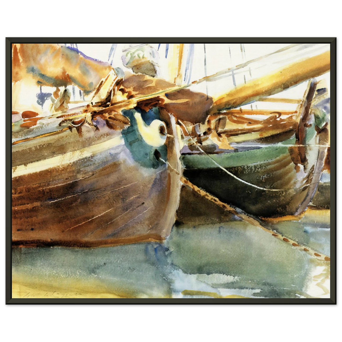 John Singer Sargent Boats Venice Framed Art Print - Aluminum Frame - 70x100 cm / 28x40 inches