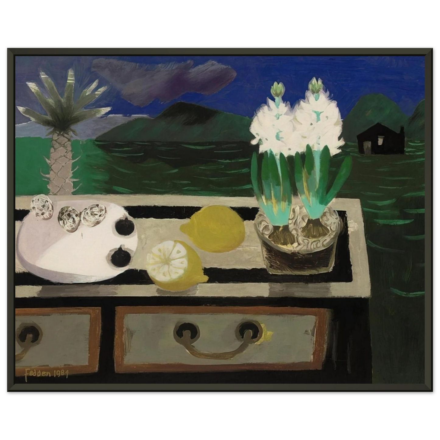 Mary Fedden The White Hyacinth 1984 Framed Art Print - Aluminum Frame - 40x50 cm / 16x20 inches