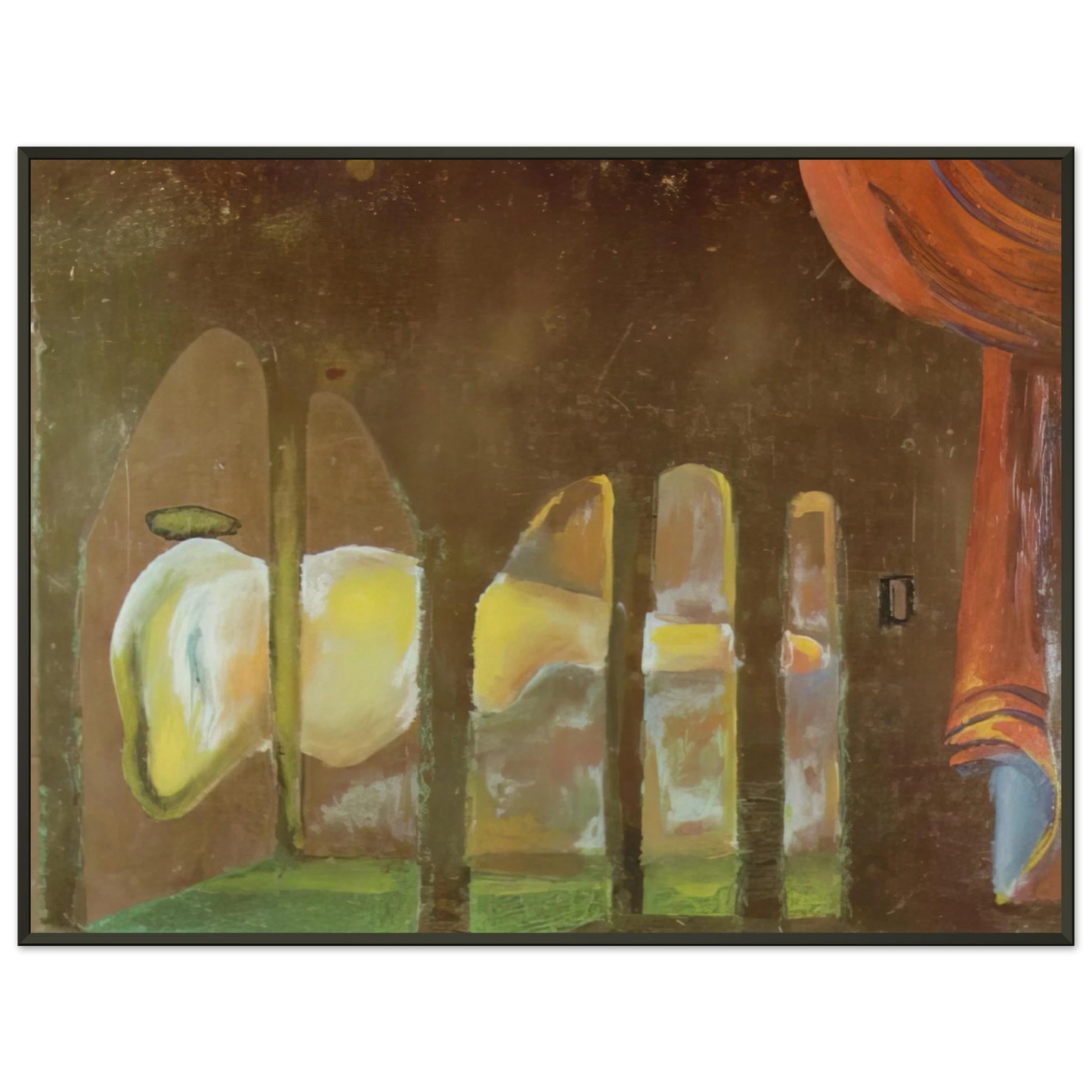 Salvador Dali  GREAT TAPEWORM MASTURBATOR APPEARS BEHIND ARCADES Framed Art Print  - Aluminum Frame - 40x50 cm / 16x20 inches