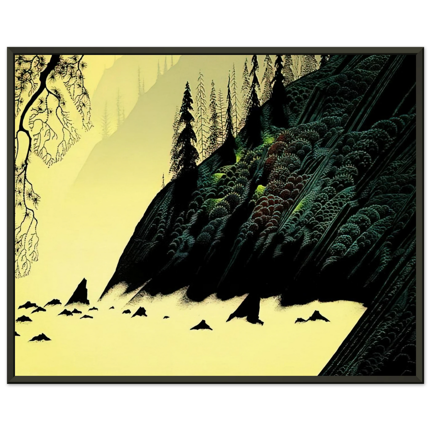 Eyvind Earle Spruce Redwood and Pine Framed Art Print - Aluminum Frame - 70x100 cm / 28x40 inches