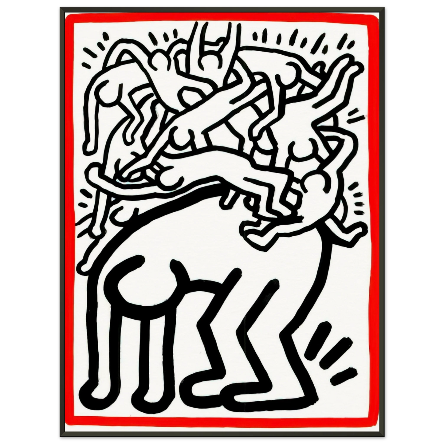 Keith Haring FIGHT AIDS WORLDWIDE 1990 Framed Art Print - Aluminum Frame - 40x50 cm / 16x20 inches