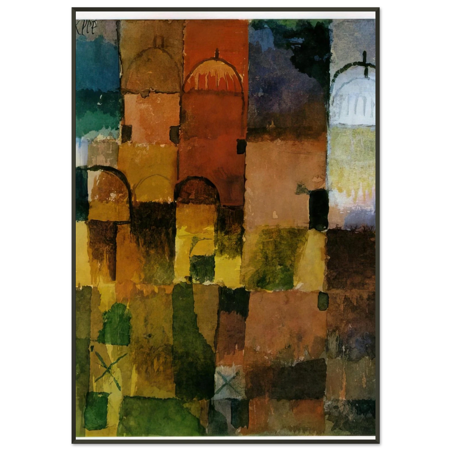 Paul Klee RED AND WHITE DOMES 1914 Framed Art Print - Aluminum Frame - 21x29.7 cm / 8x12"