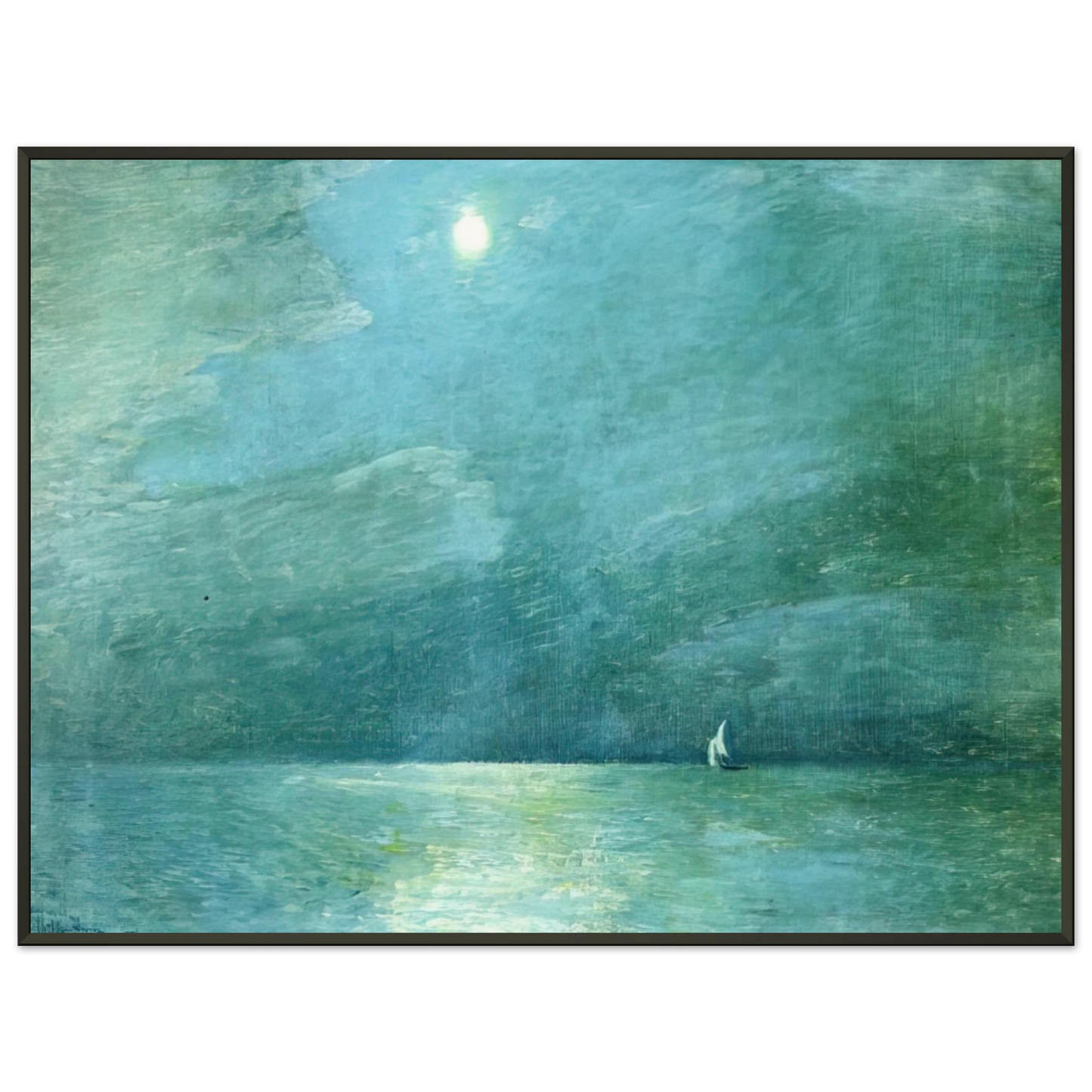 Childe Hassam Moonlight on the Sound Framed Art Print - Aluminum Frame - 70x100 cm / 28x40 inches