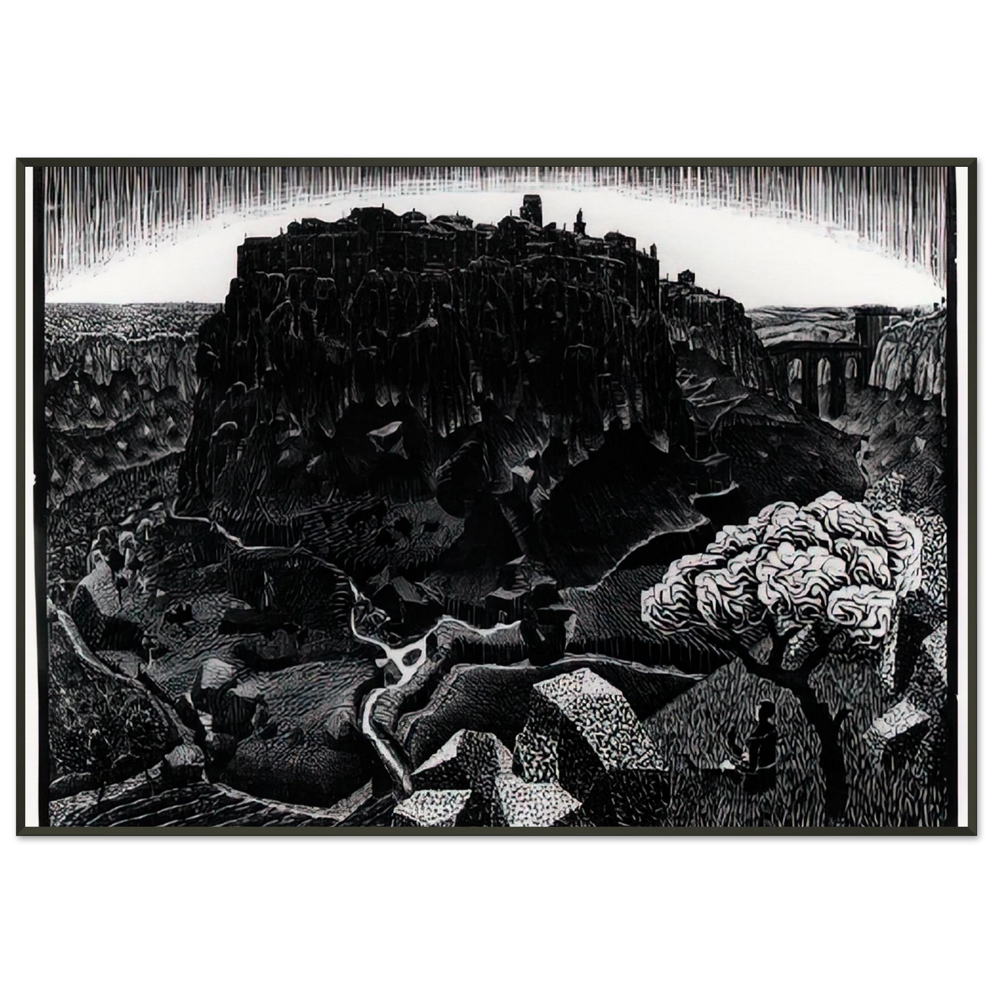 MC Escher  VITORCHIANO NEL CIMINO Framed Art Print  - Aluminum Frame - 21x29.7 cm / 8x12"