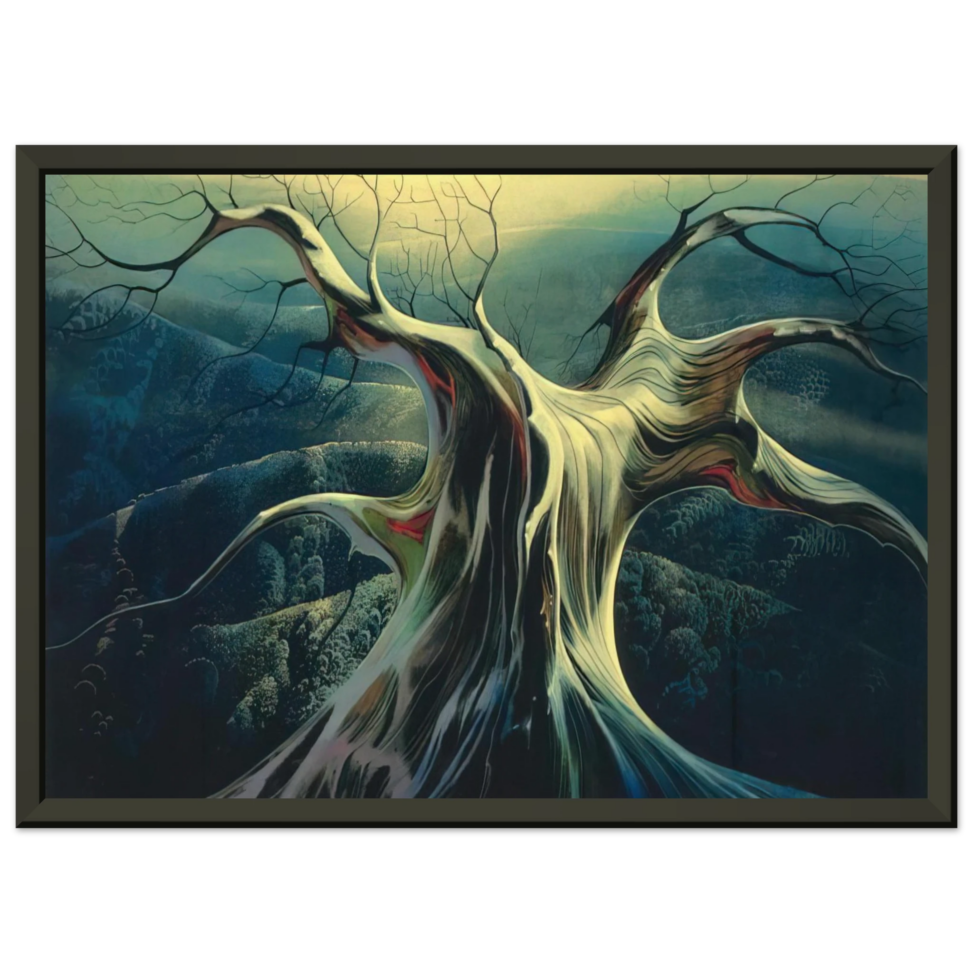 Eyvind Earle  Moonlit Tree Trunk Framed Art Print  - Aluminum Frame - 40x50 cm / 16x20 inches