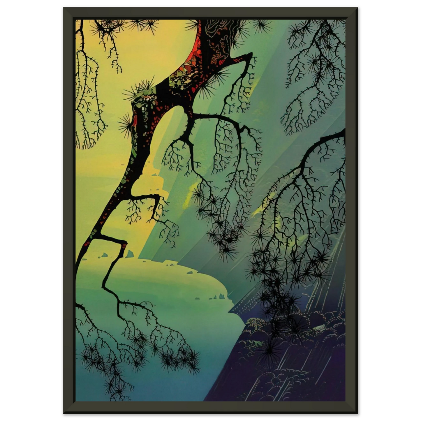 Eyvind Earle Fog Mist Framed Art Print - Aluminum Frame - 60x80 cm / 24x32 inches