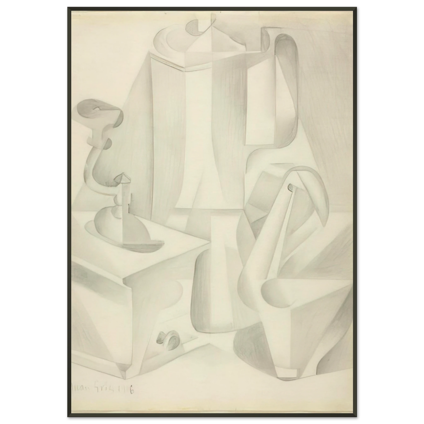 Juan Gris  STILL LIFE WITH COFFEE MILL 1916 Framed Art Print  - Aluminum Frame - 21x29.7 cm / 8x12"