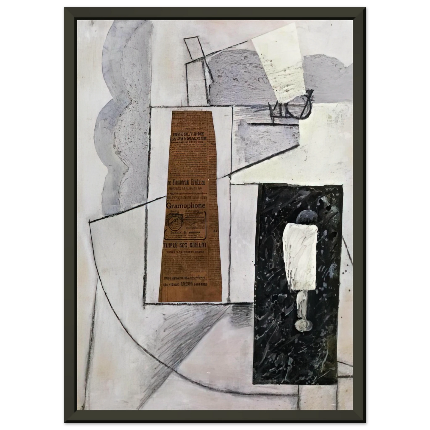 Juan Gris BOTTLE AND GLASS 1 Framed Art Print - Aluminum Frame - 70x100 cm / 28x40 inches